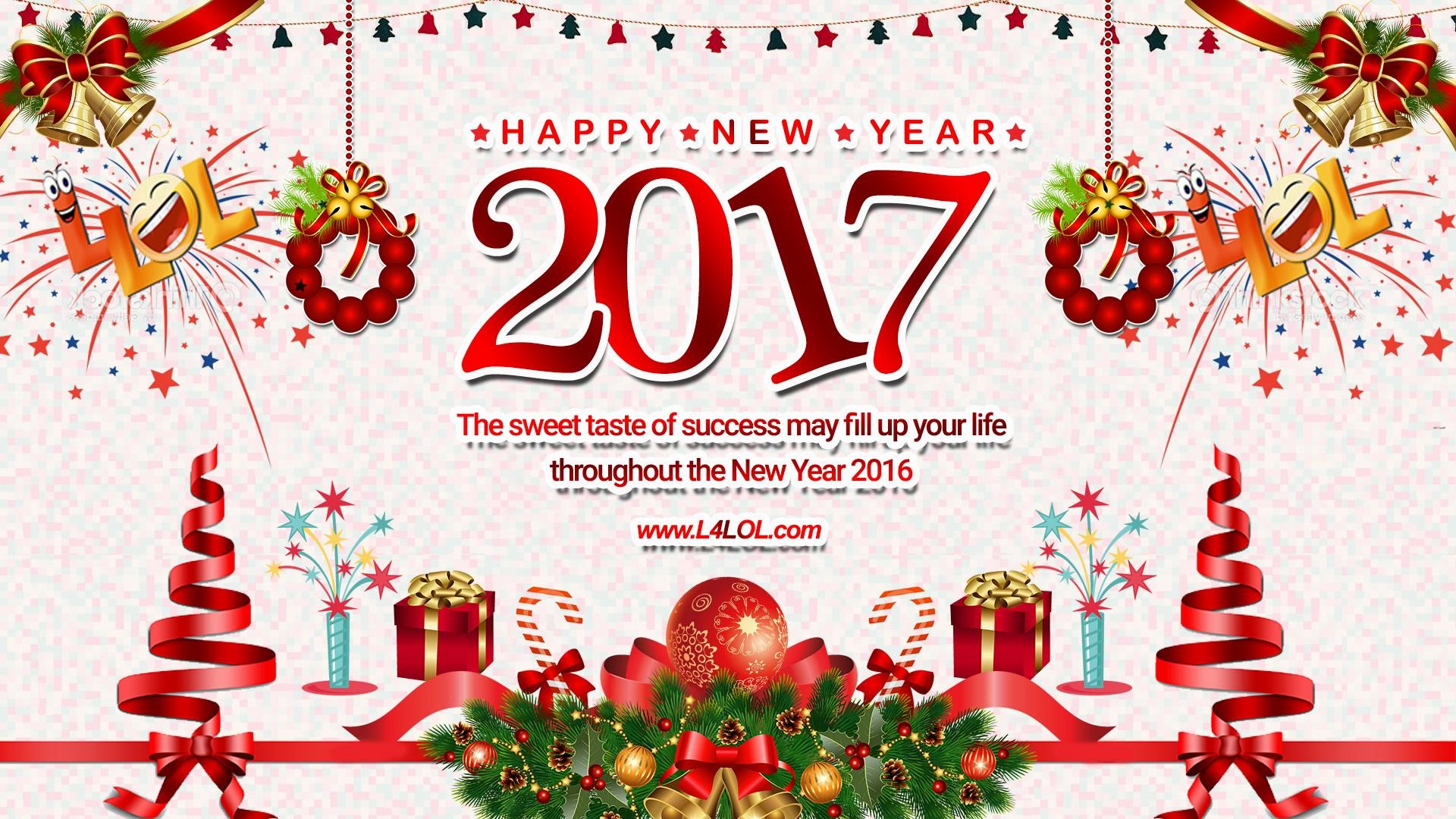 Happy New Year 2017, Capodanno, Decorazioni natalizie, Regali, Full HD 1080p, sfondo desktop