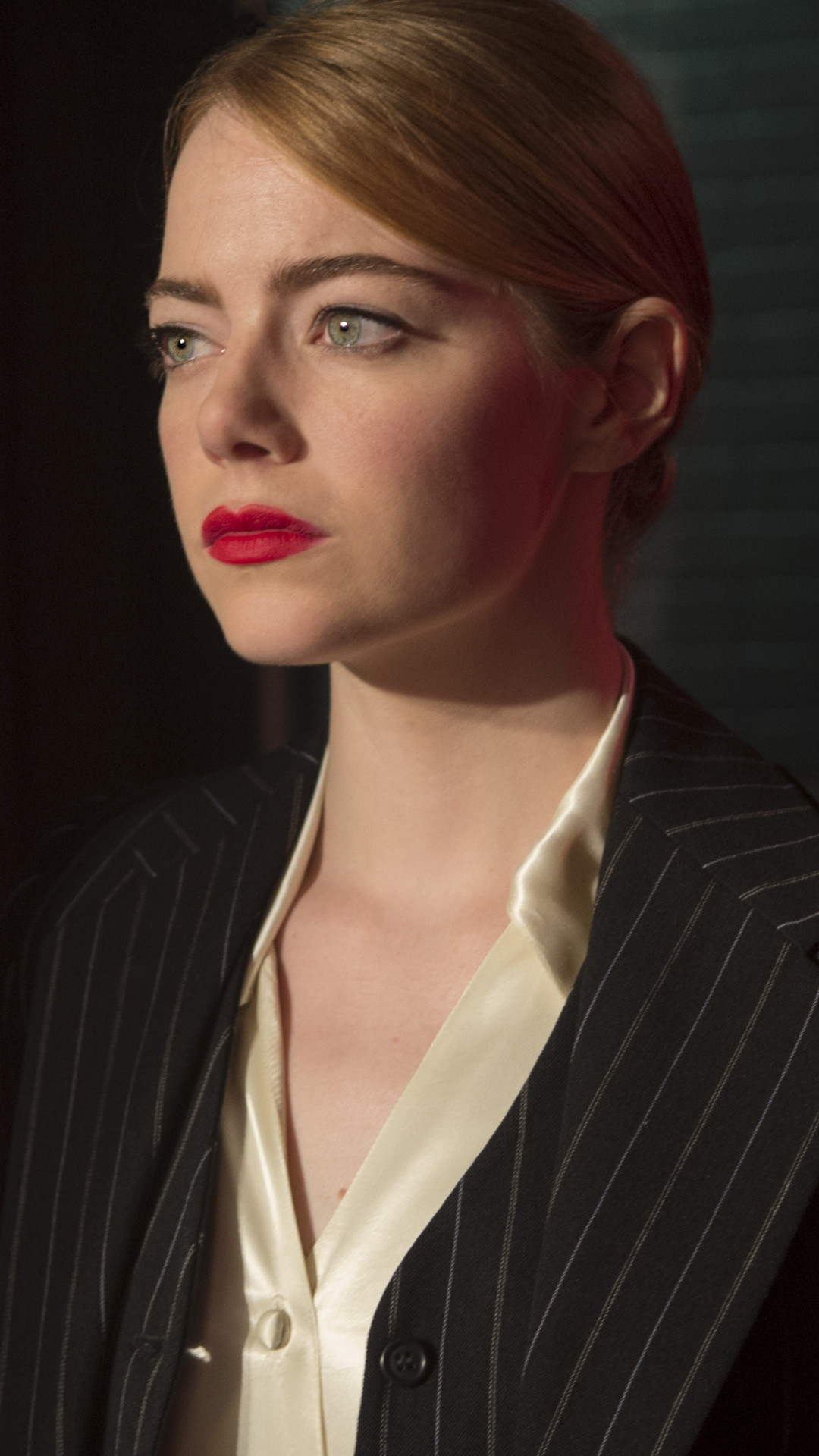 Emma Stone, La La Land, Ritratto, Rossetto rosso, wallpaper per iPhone e Android