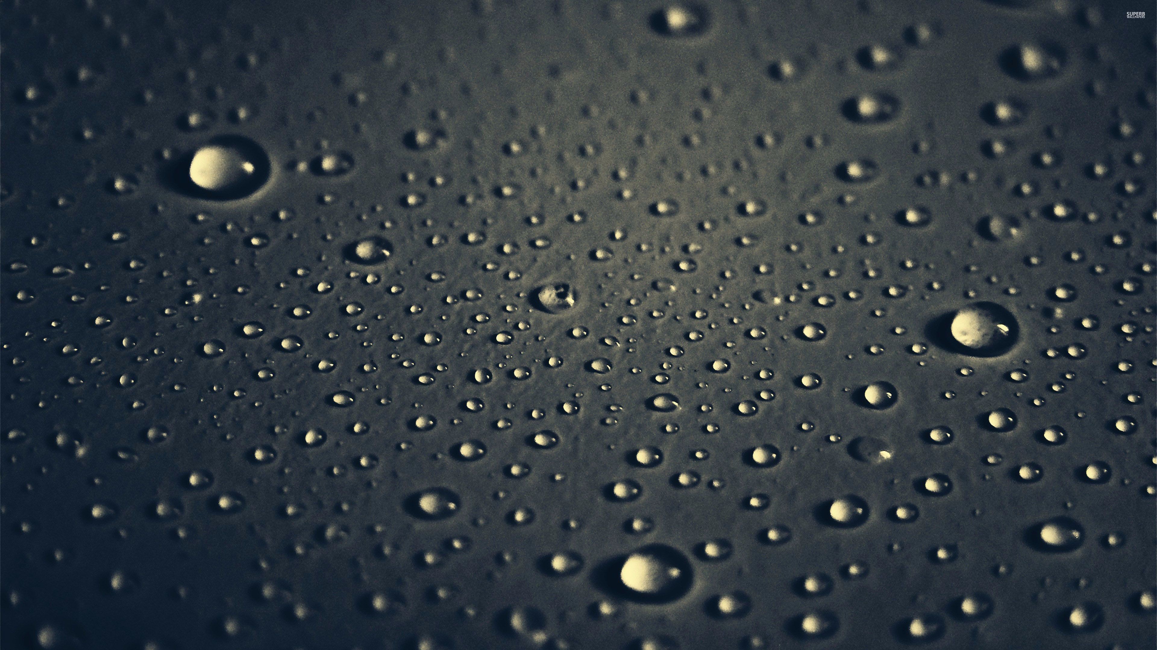 Gocce d'acqua, Macro, Sfondo scuro, 16:9 4K, wallpaper widescreen