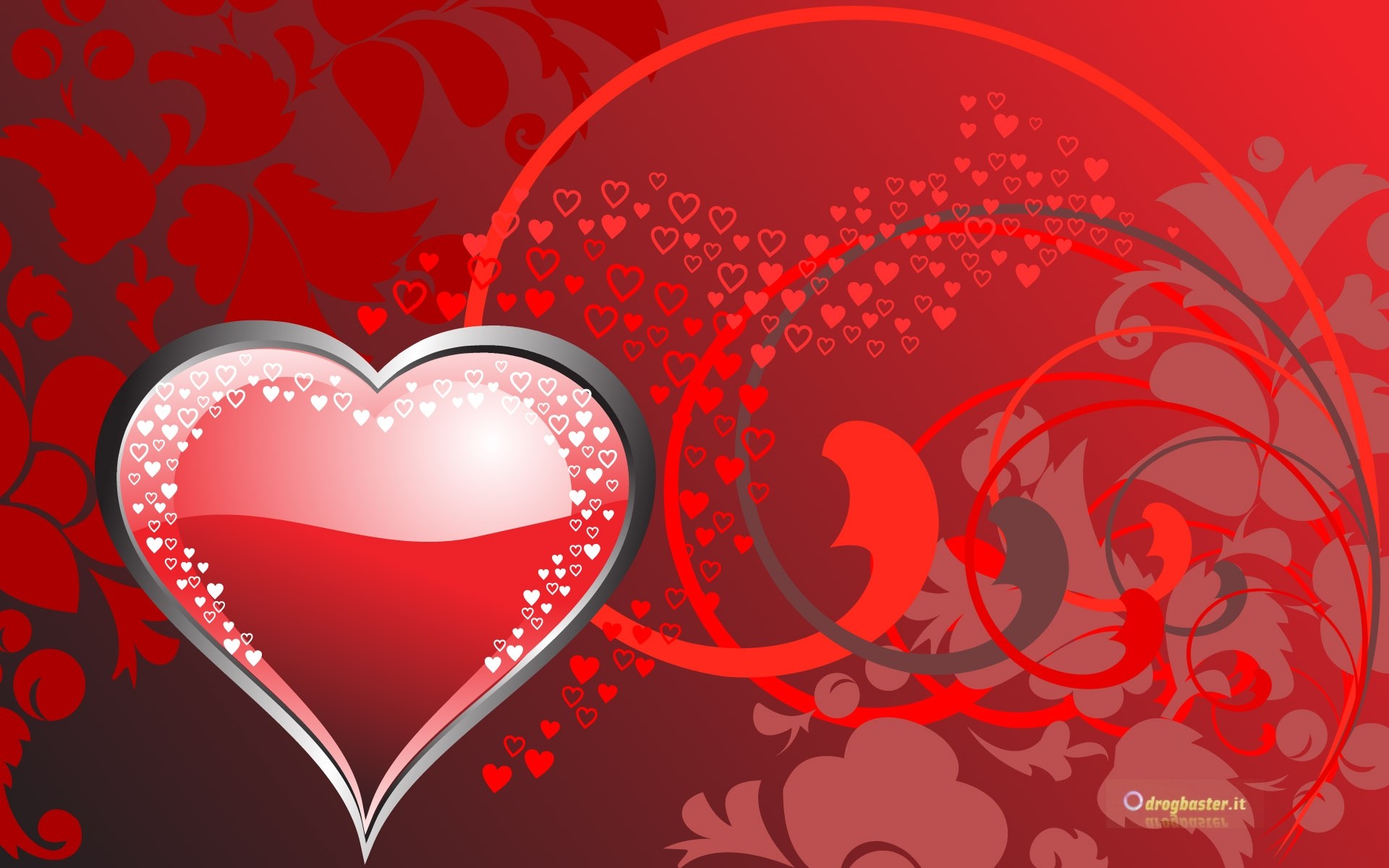 Cuore rosso, Decorazioni, Illustrazione, 16:10 Full HD, sfondo widescreen