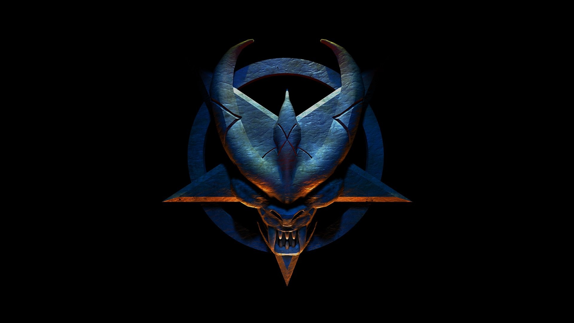 Doom, Simbolo demoniaco, Sfondo nero, Full HD, wallpaper per computer