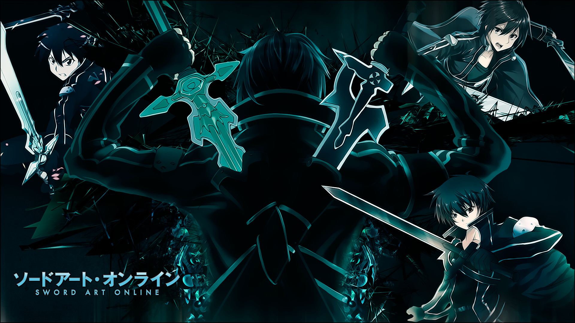 Kirito, Sword Art Online, Elucidator, Dark Repulser, Verde acqua, sfondo Full HD per portatile