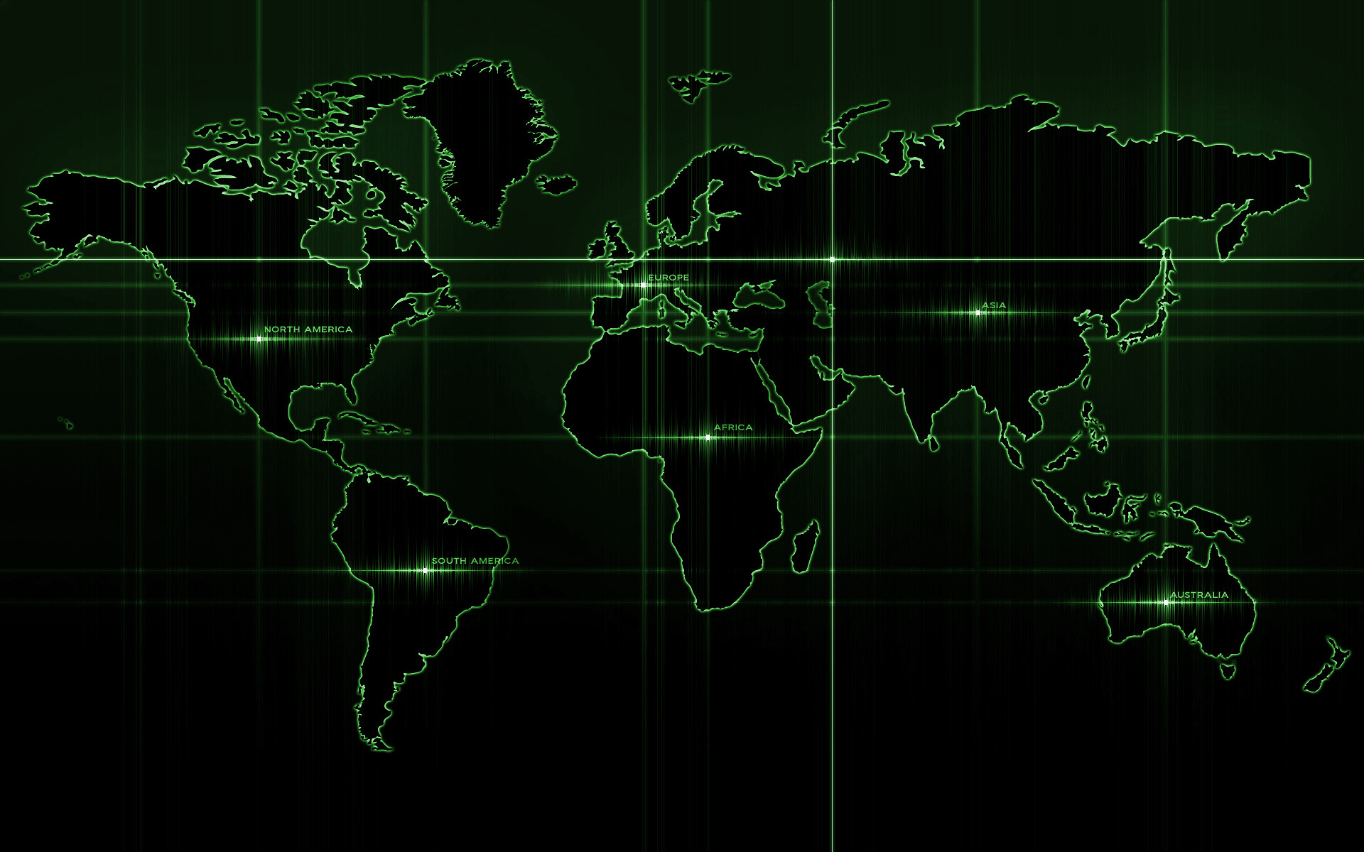 Mappa del mondo, Contorni verdi, Nero, 1920x1200, sfondo per PC