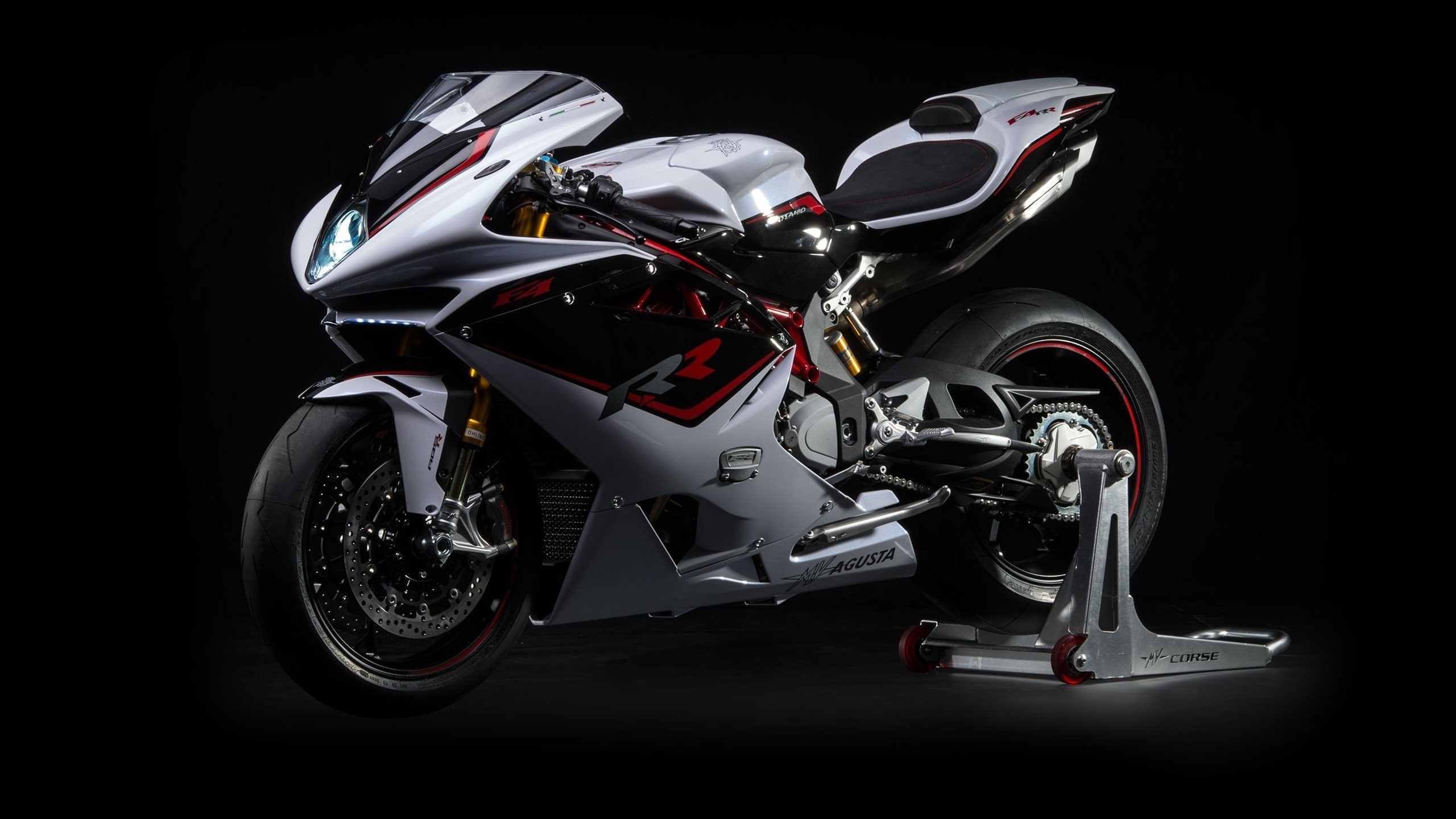 MV Agusta F4, Superbike, Sfondo nero, 2K, wallpaper per computer