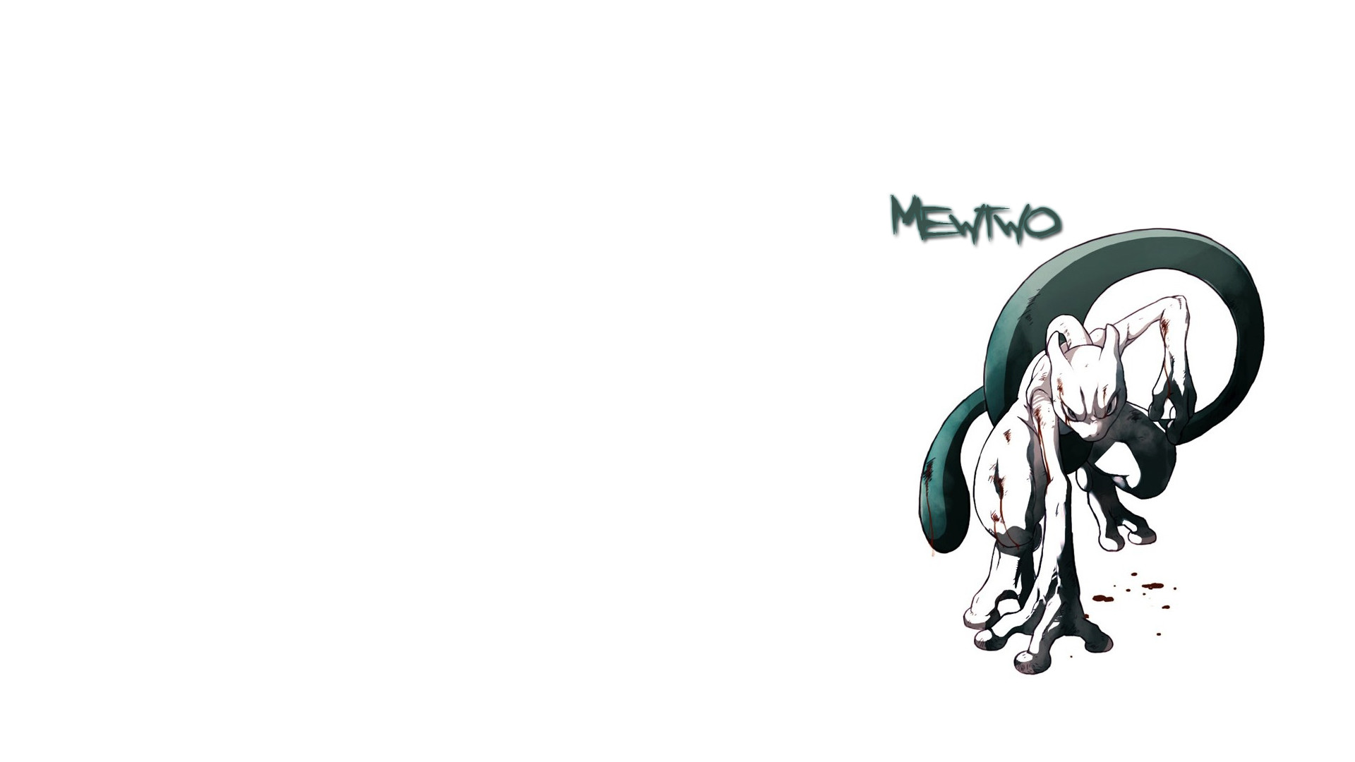 Mewtwo, Pokémon, Schizzo, Sfondo bianco, Minimalismo, Full HD, wallpaper per computer