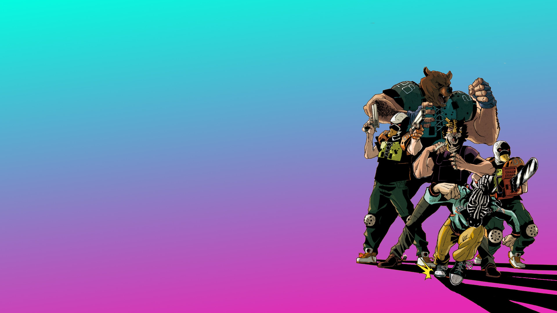 Hotline Miami 2: Wrong Number, The Fans, Maschere animali, Sfumatura, sfondo 16:9 Full HD