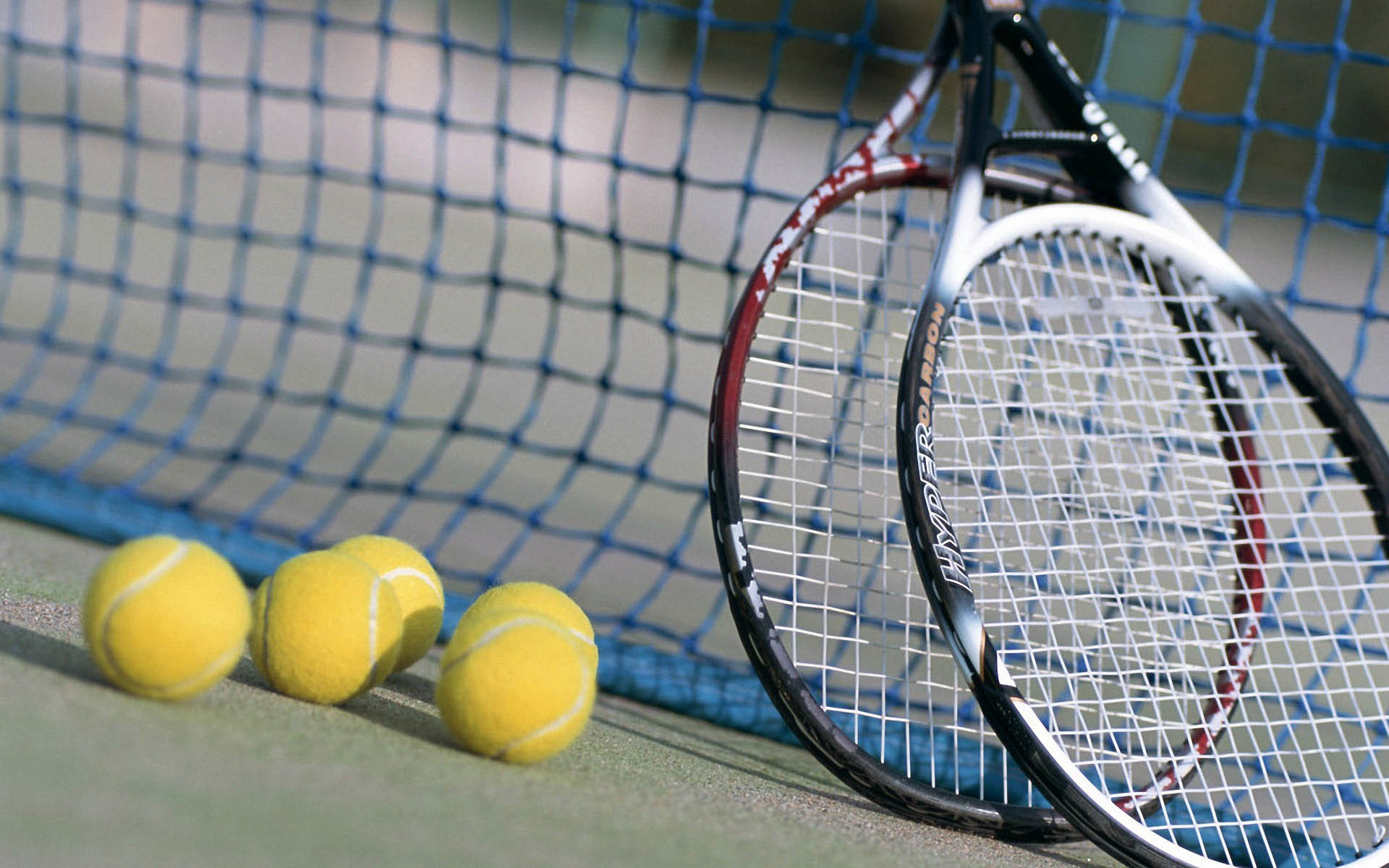 Racchette da tennis, Palline da tennis, Rete, Full HD, sfondo per PC