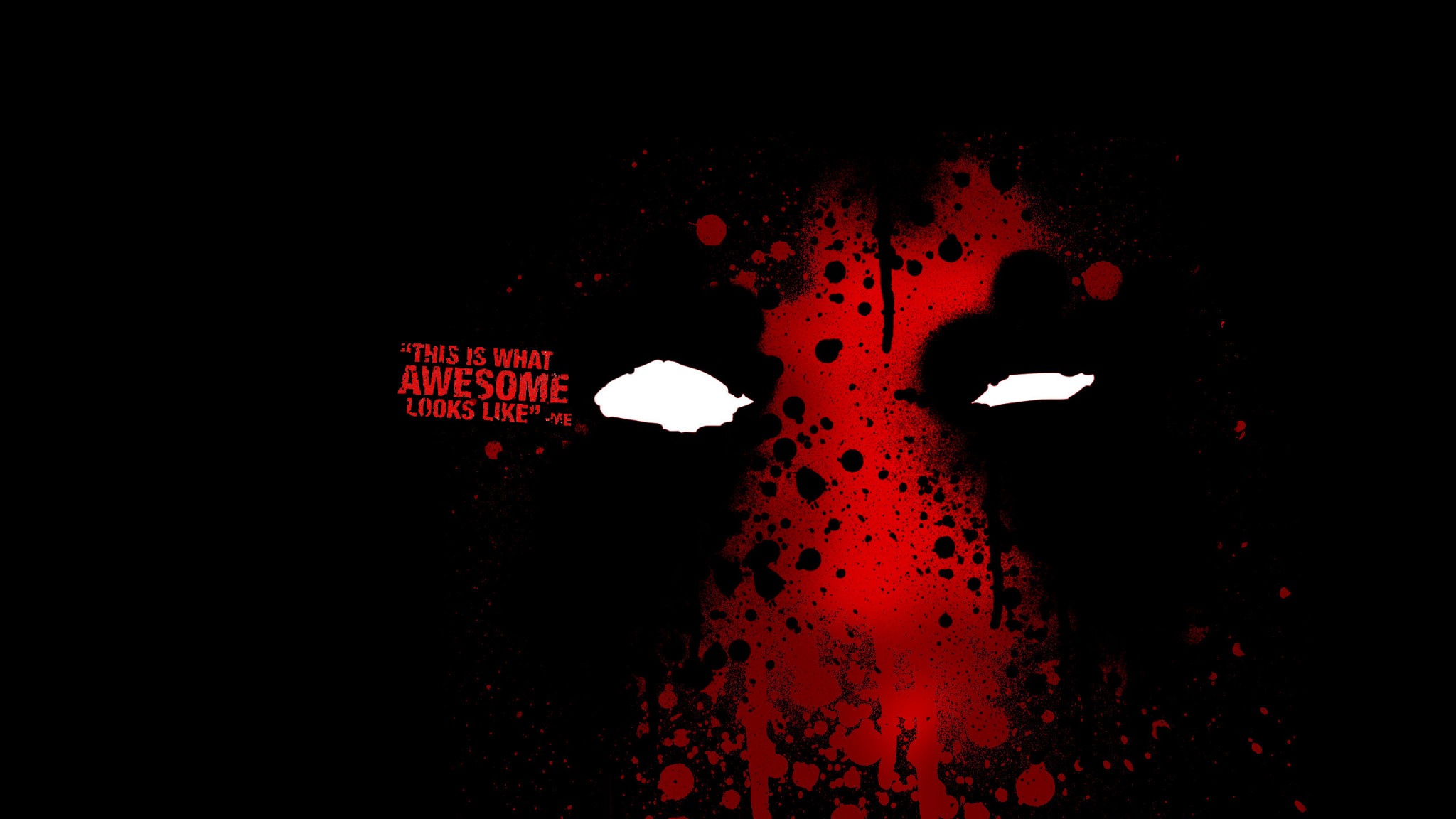 Deadpool, Maschera, Schizzi di vernice, Sfondo nero, Full HD, wallpaper per PC