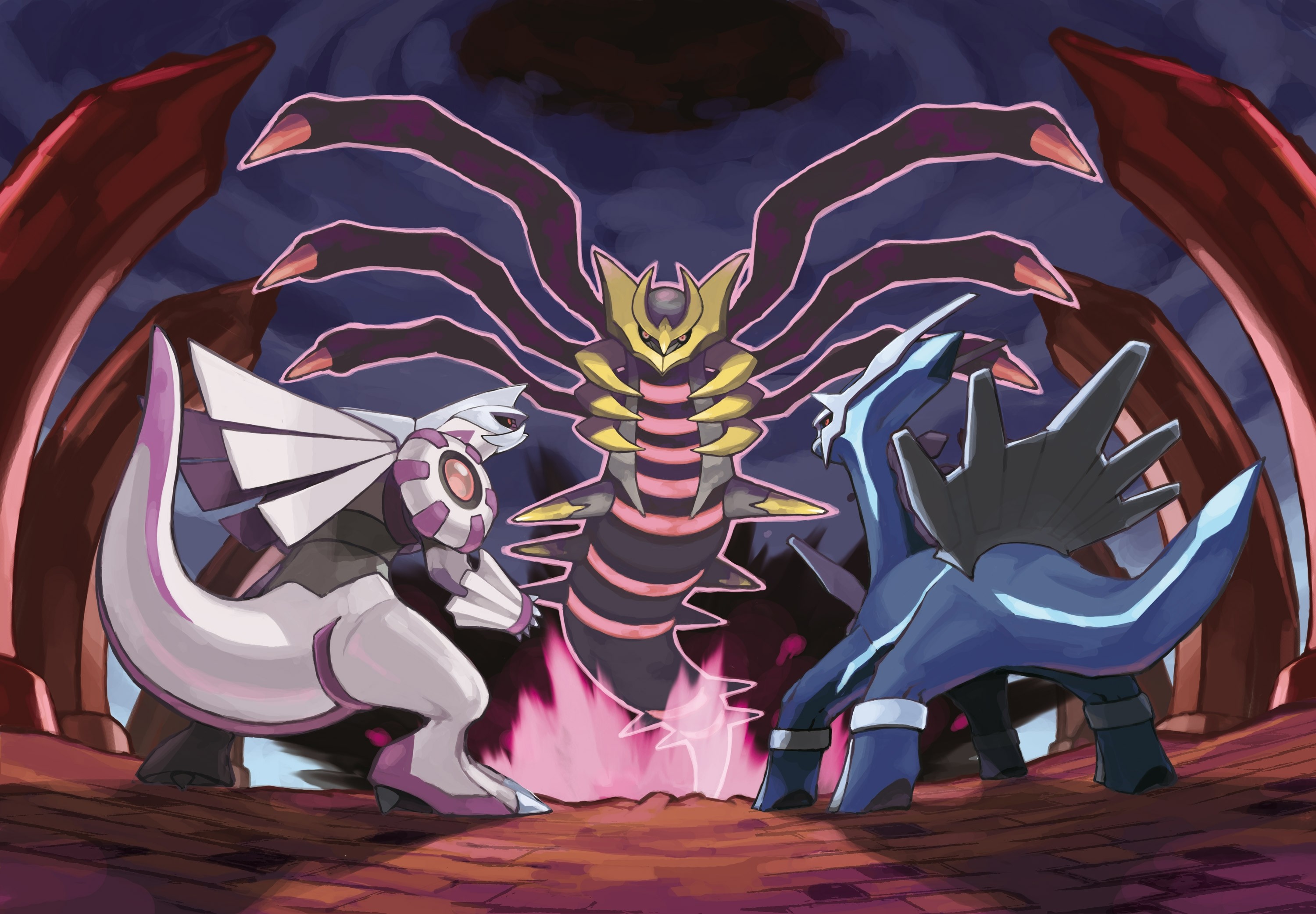 Giratina, Dialga, Palkia, Pokémon Platino, Pokémon, 2K, sfondo per portatile