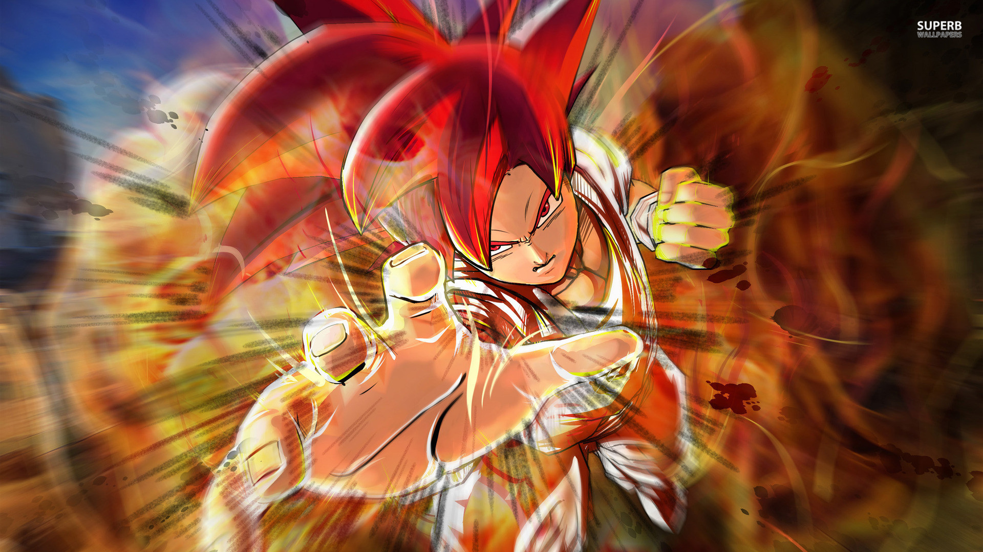 Goku, Dragon Ball Super, Super Saiyan God, Pugno, Full HD, sfondo per PC e portatile