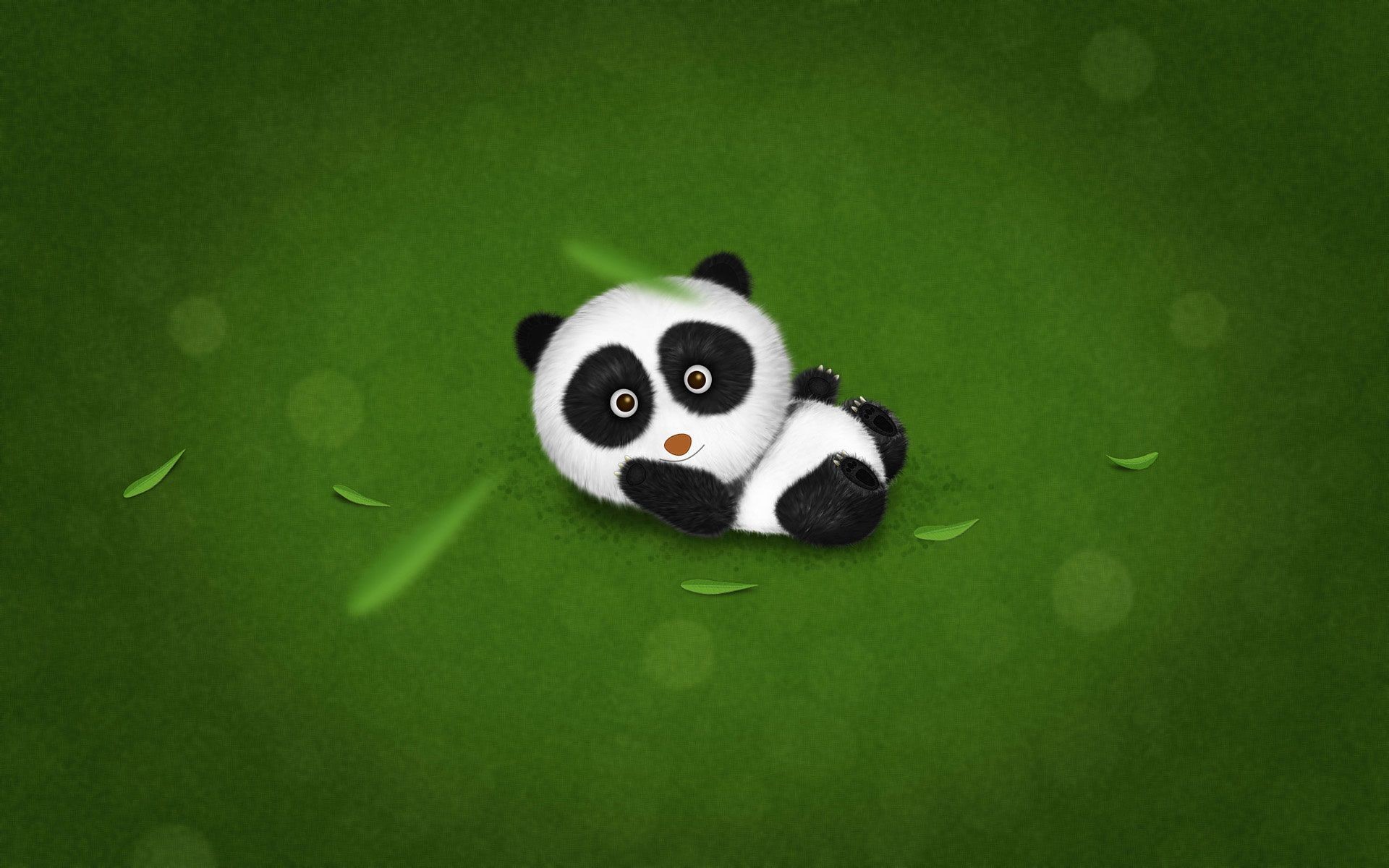 Panda, Prato, Illustrazione, Verde, Full HD, sfondo Windows 11