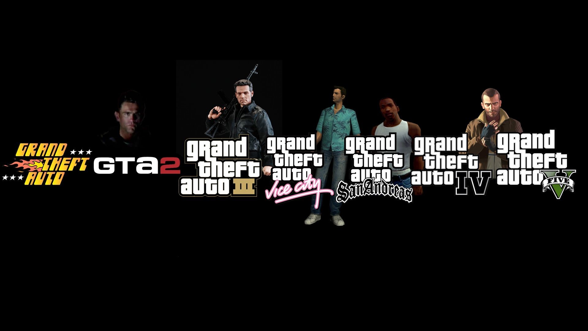Grand Theft Auto, GTA 2, GTA III, GTA: Vice City, GTA: San Andreas, GTA IV, GTA V, sfondo Full HD