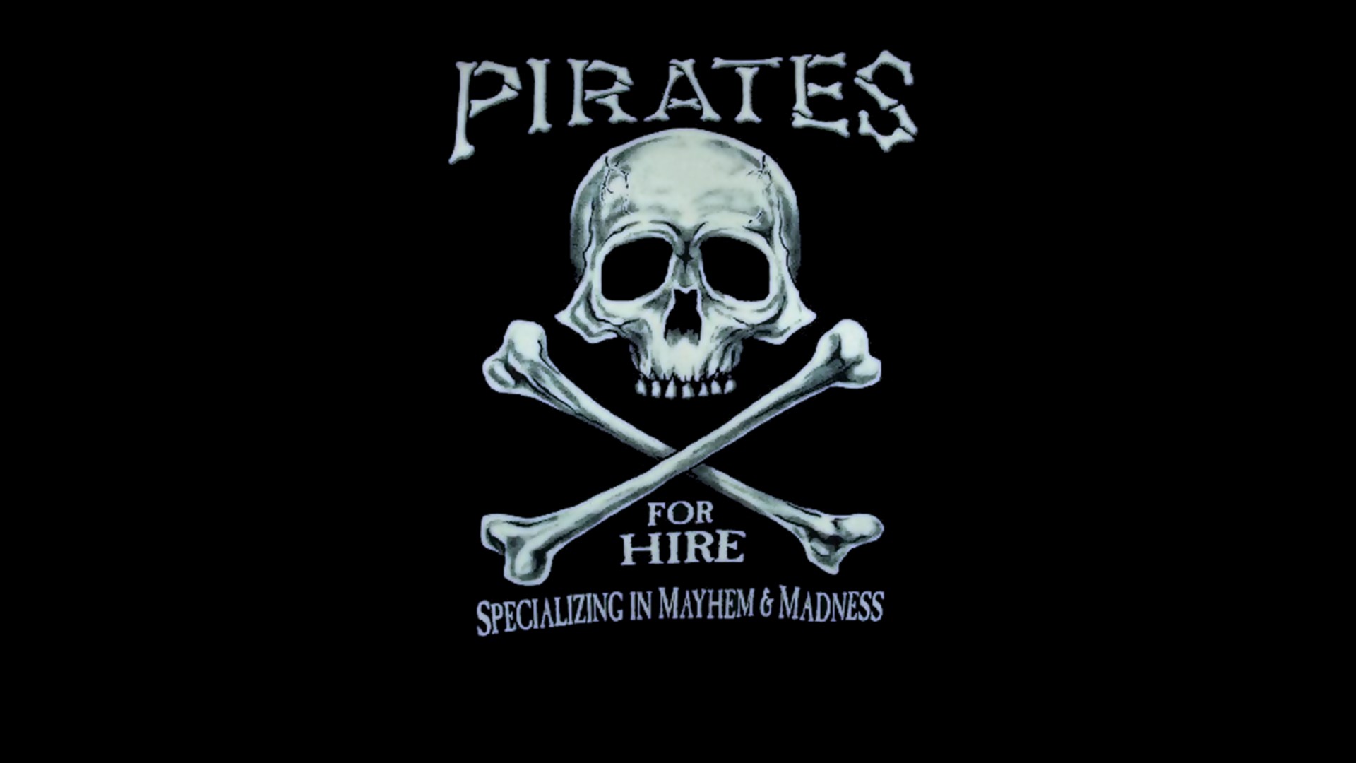 Pirates for Hire, Jolly Roger, Teschio, Sfondo nero, Full HD, wallpaper per PC
