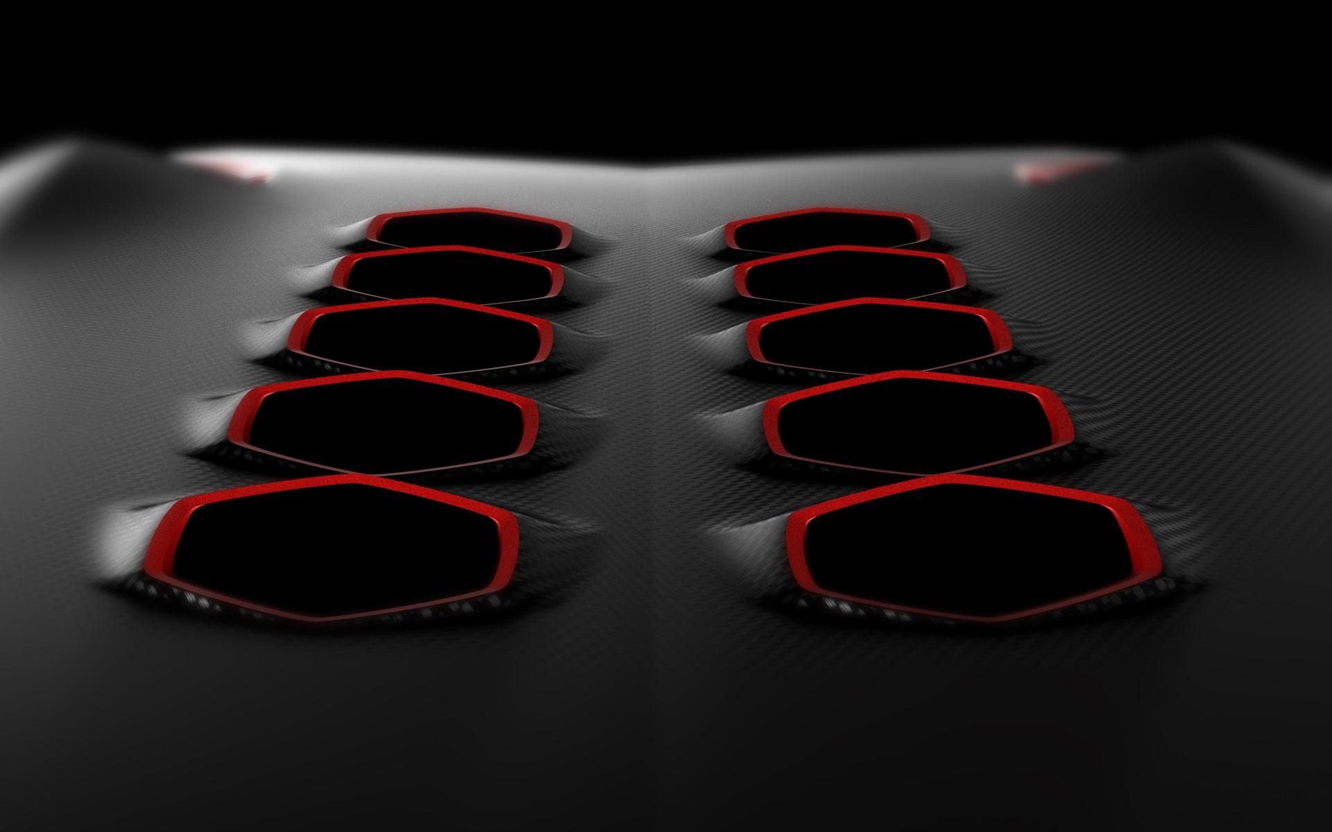 Lamborghini, Prese d'aria, Fibra di carbonio, Rosso e nero, Full HD, wallpaper per computer