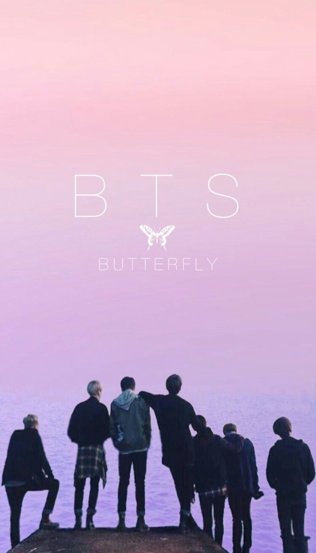 BTS, Butterfly, Silhouette, Lilla, Full HD, sfondo per smartphone