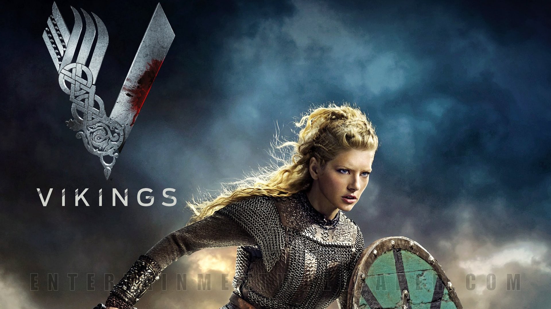 Lagertha, Katheryn Winnick, Vikings, Logo, Full HD, sfondo per PC