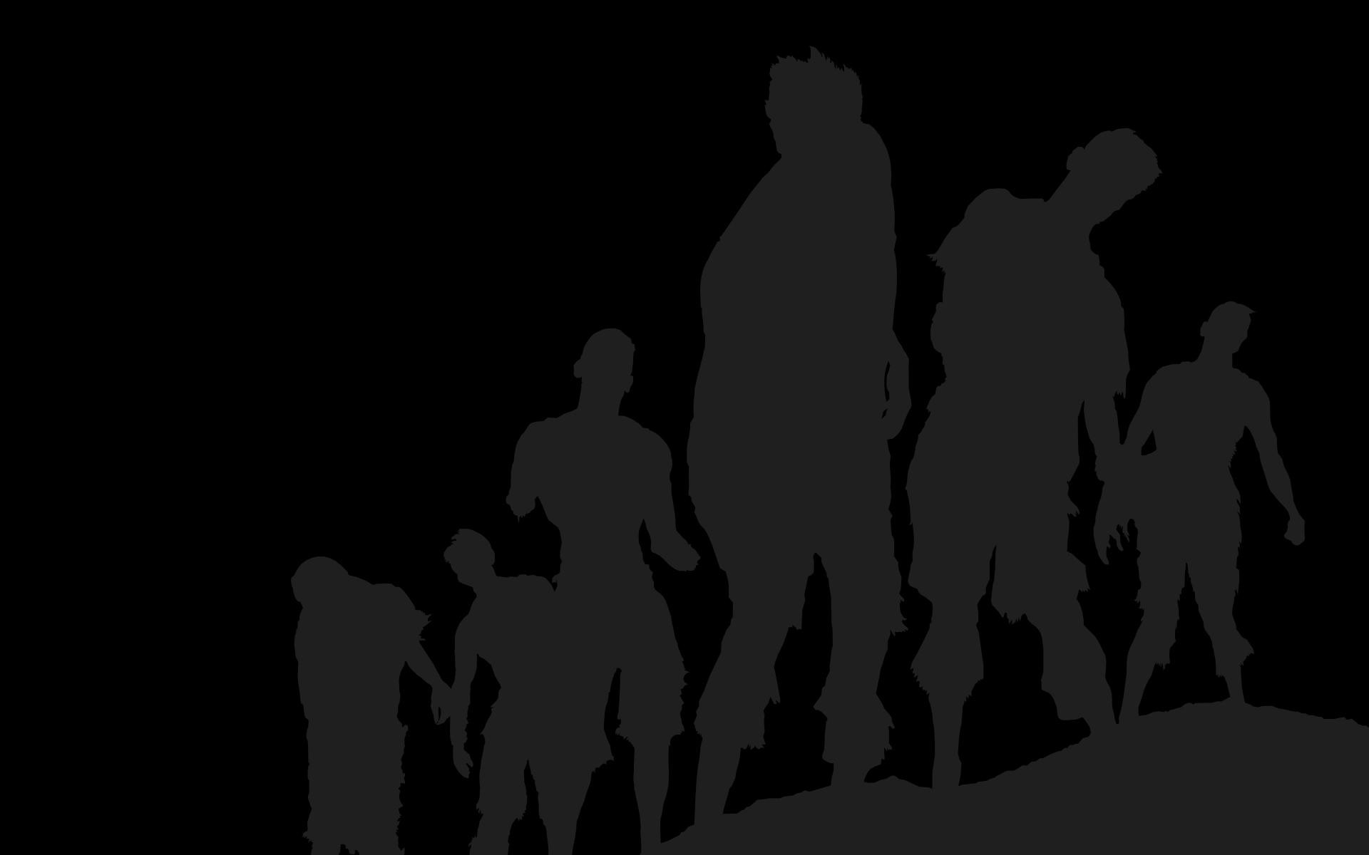 Zombi, Silhouette, Sfondo nero, Minimalista, 16:10 Full HD, wallpaper widescreen