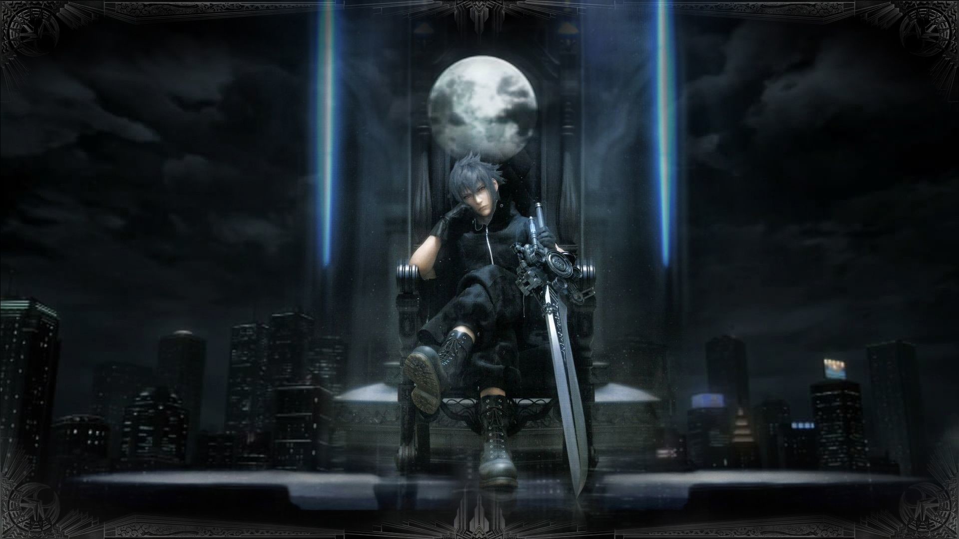 Noctis Lucis Caelum, Final Fantasy XV, Trono, Luna piena, Notte, sfondo per portatile