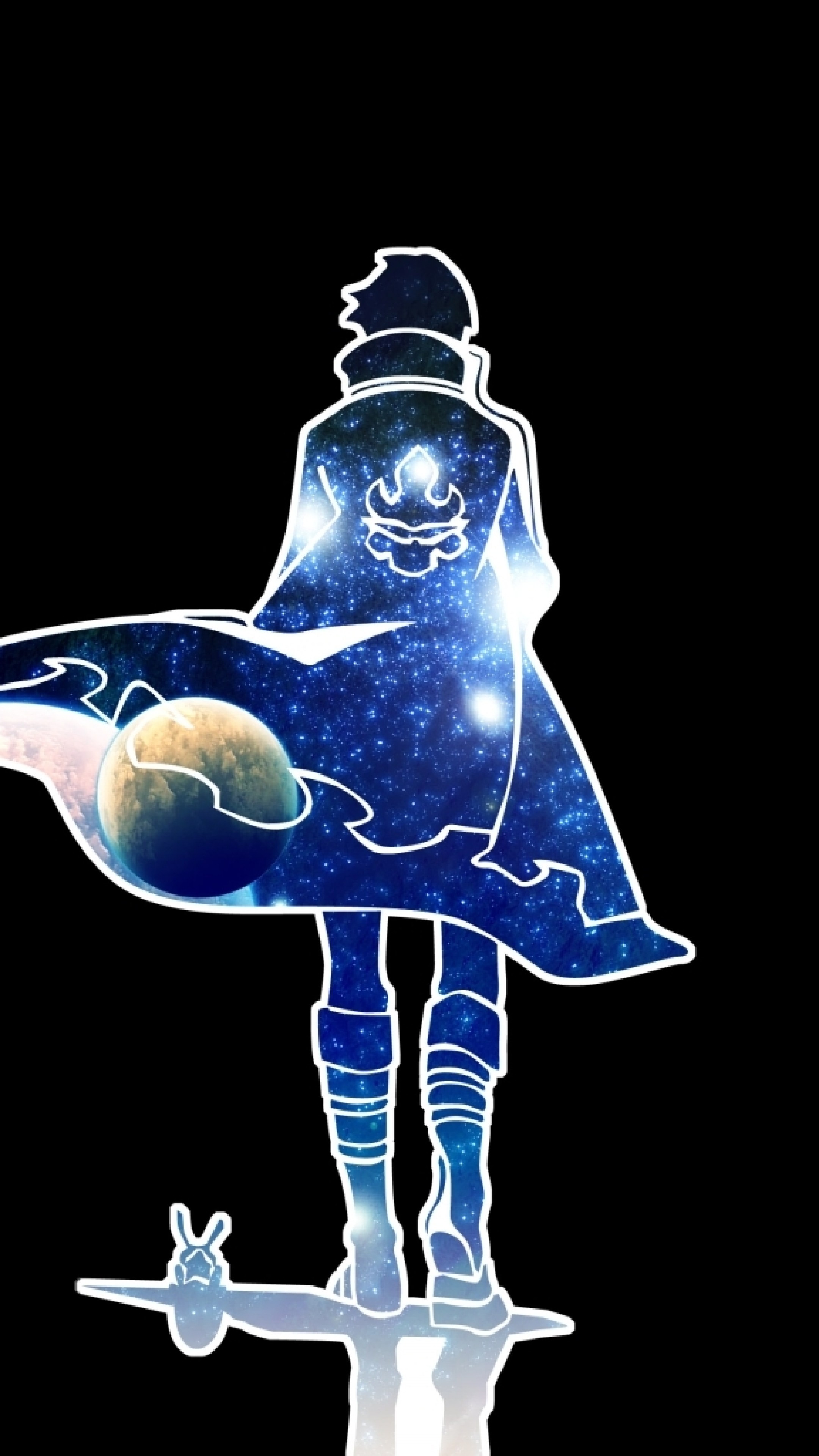 Simon, Gurren Lagann, Silhouette, Sfondo nero, QHD+, schermata di blocco del cellulare