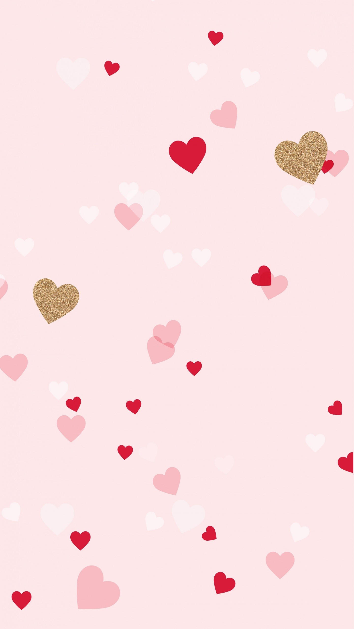 Cuori, San Valentino, Sfondo rosa, QHD+, schermata di blocco iPhone