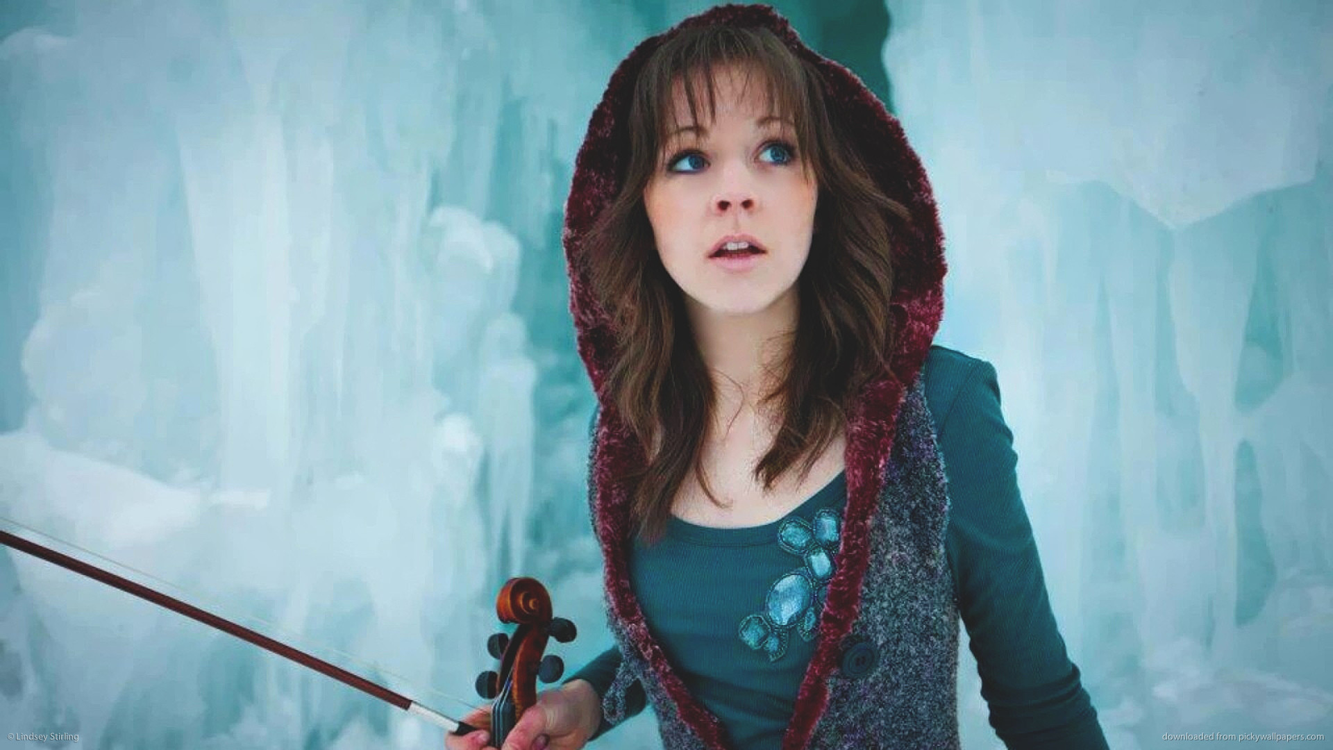 Lindsey Stirling, Crystallize, Grotta di ghiaccio, Cappuccio, Full HD, sfondo per PC e portatile