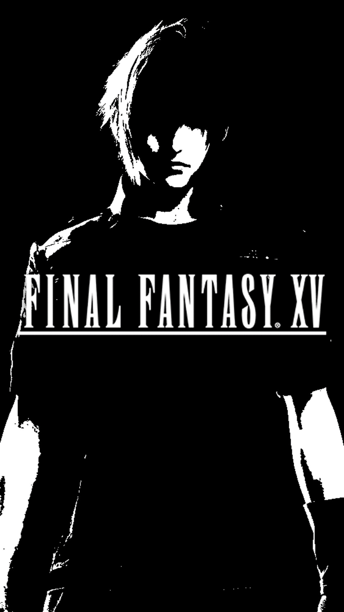 Noctis Lucis Caelum, Final Fantasy XV, Logo, Bianco e nero, wallpaper per iPhone e Android