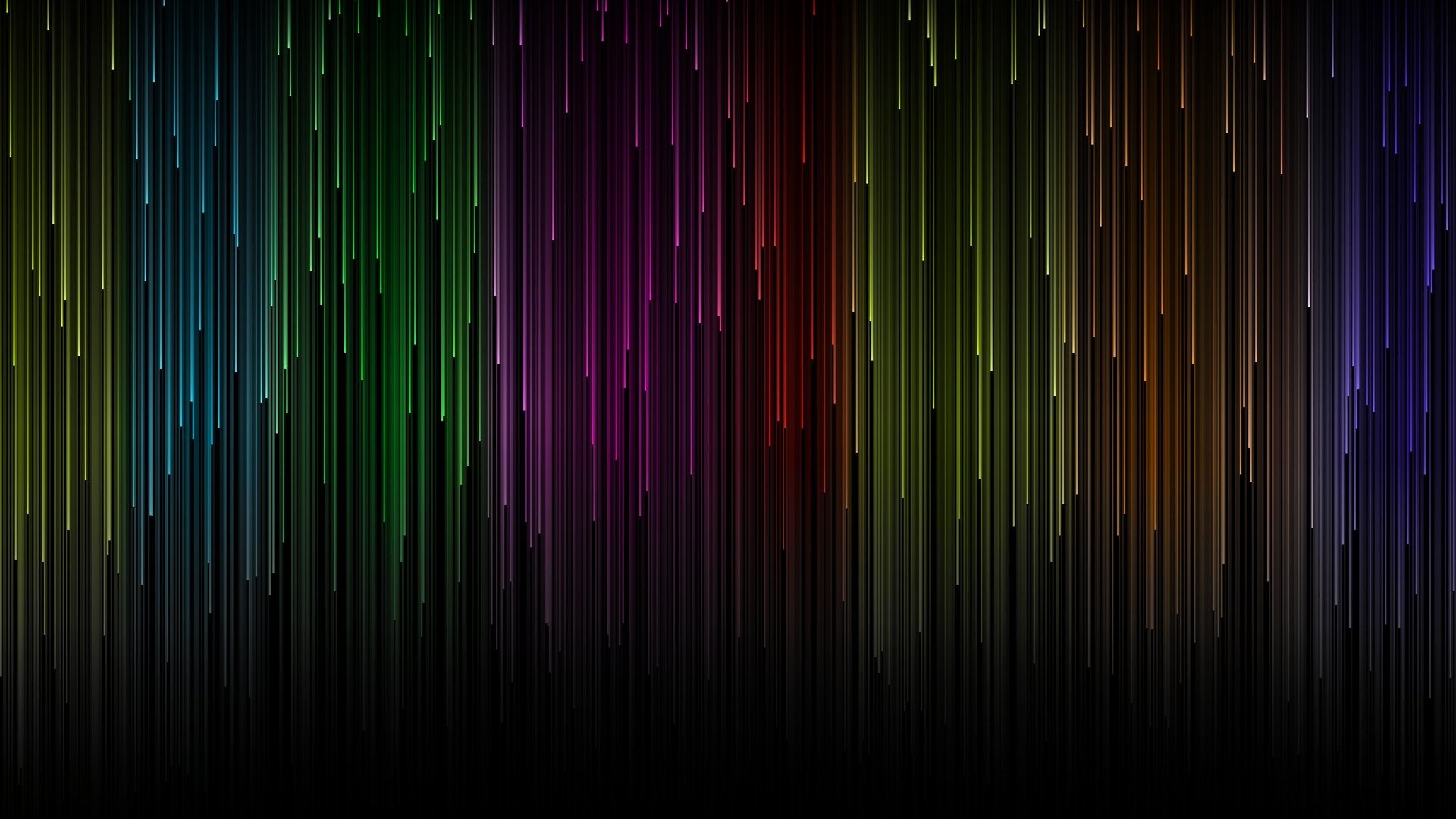 Linee verticali, Arcobaleno, Sfondo nero, Arte astratta, Full HD, wallpaper per desktop