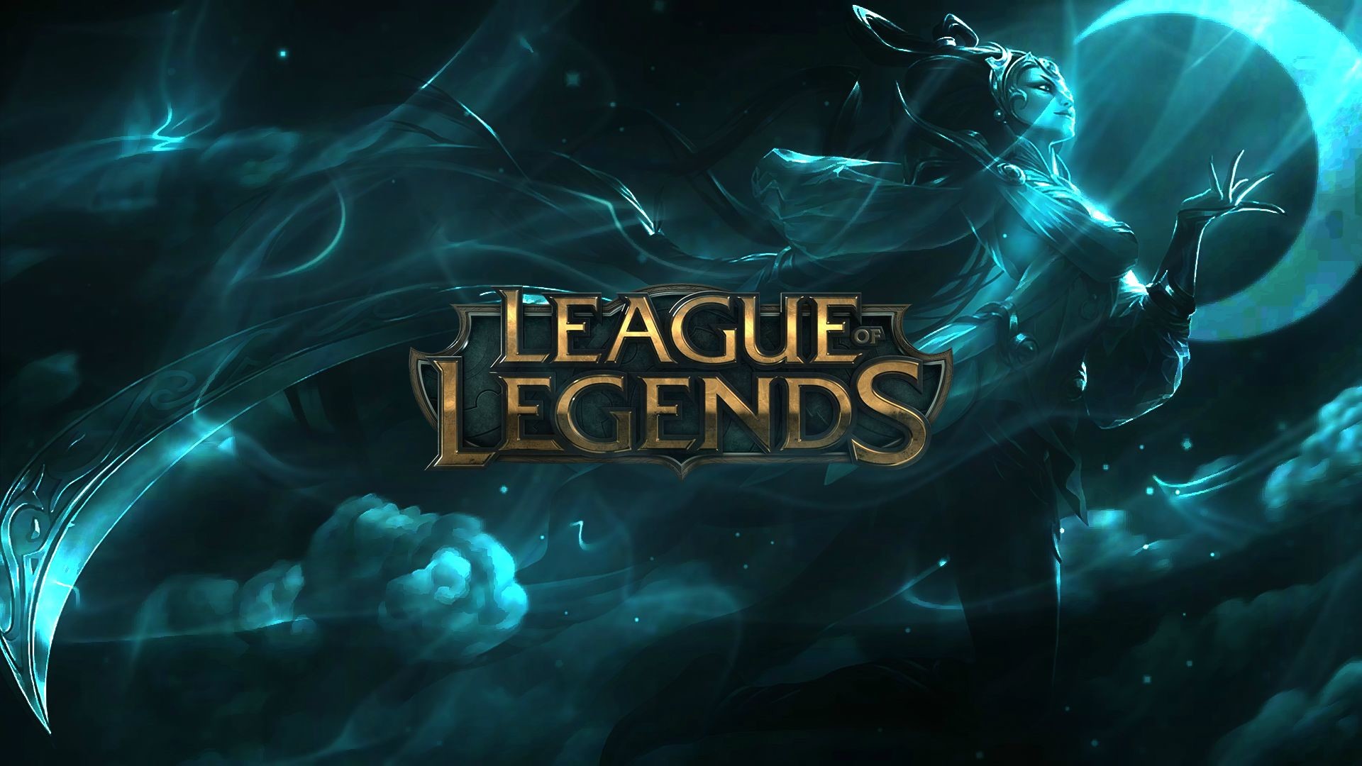 League of Legends, Logo, Turchese, Luna, Full HD, sfondo Windows 11