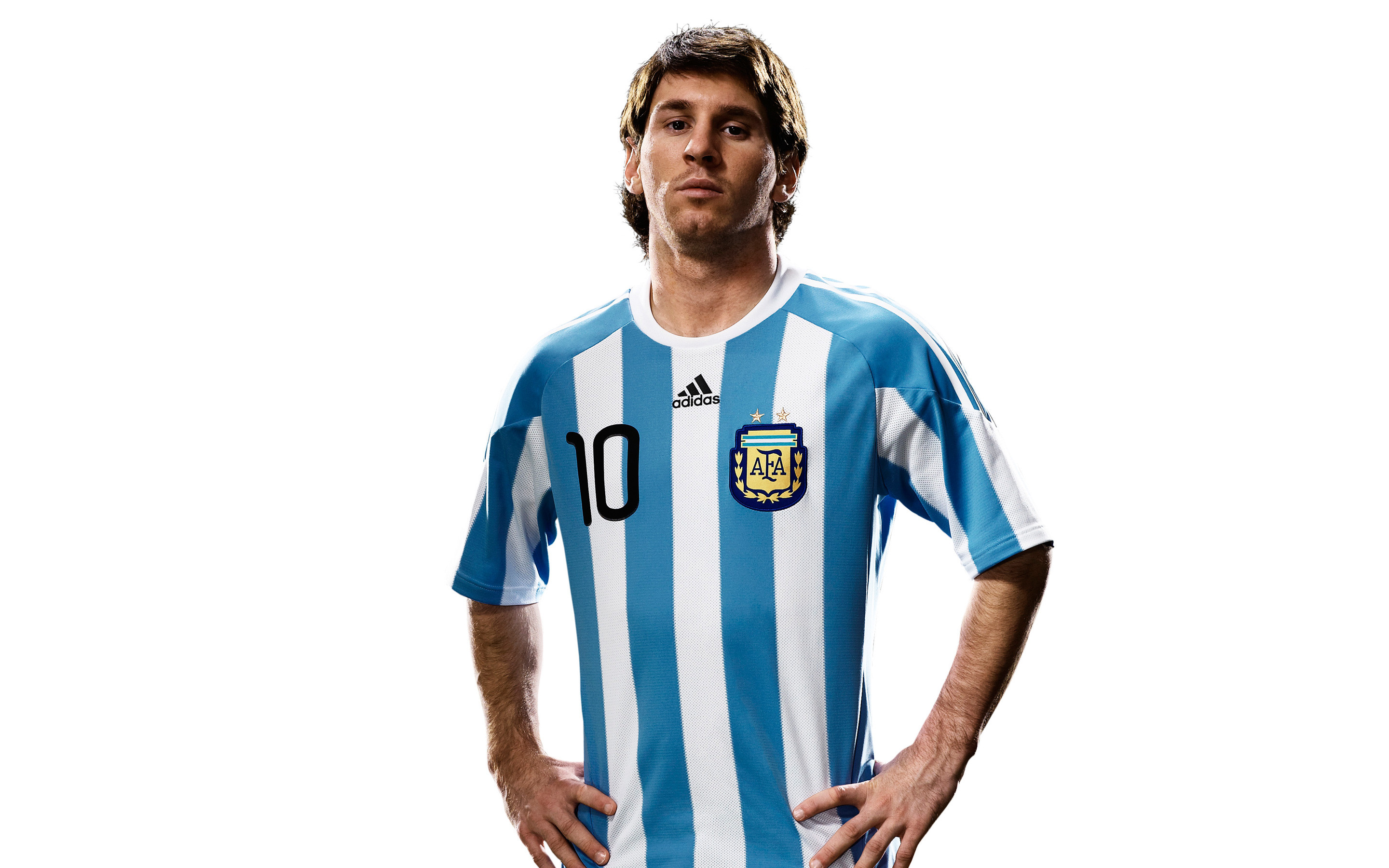 Lionel Messi, Nazionale argentina, Maglia albiceleste, Sfondo bianco, wallpaper Windows 11