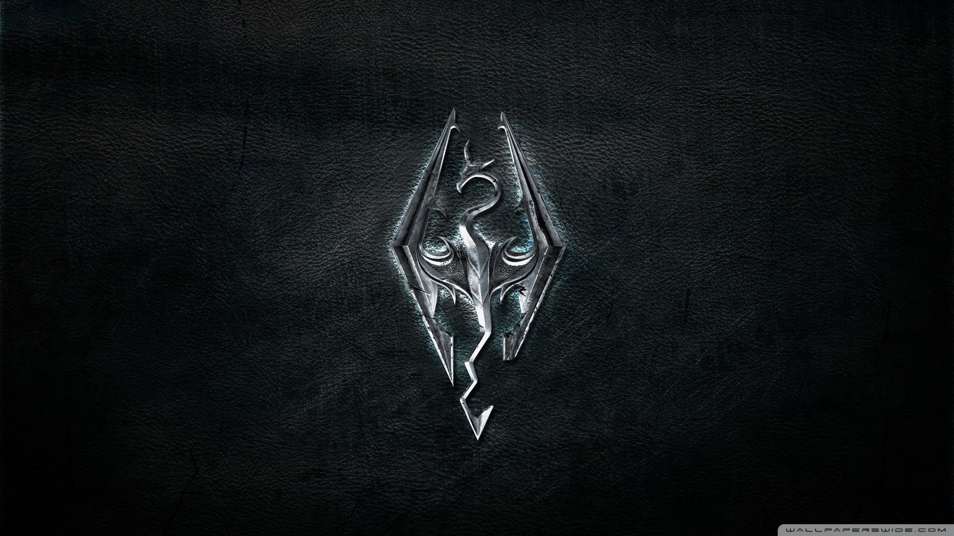 Simbolo di Skyrim, The Elder Scrolls V: Skyrim, Metallo, Sfondo nero, wallpaper 1920x1080