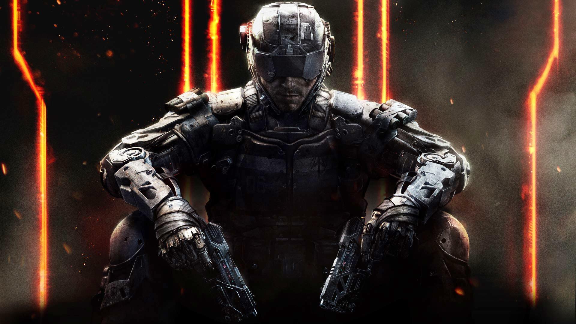 Call of Duty: Black Ops III, Soldato, Armatura, Luci arancioni, Full HD, sfondo Windows 11