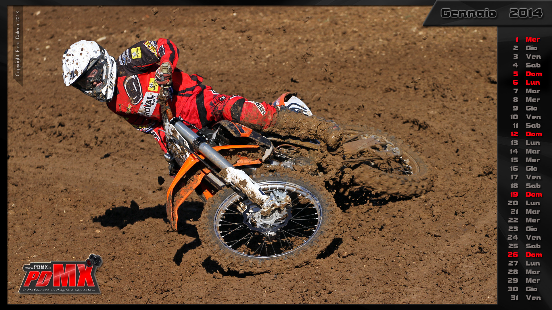 KTM, Motocross, Calendario, Gennaio 2014, Curva, 16:9 Full HD, wallpaper widescreen