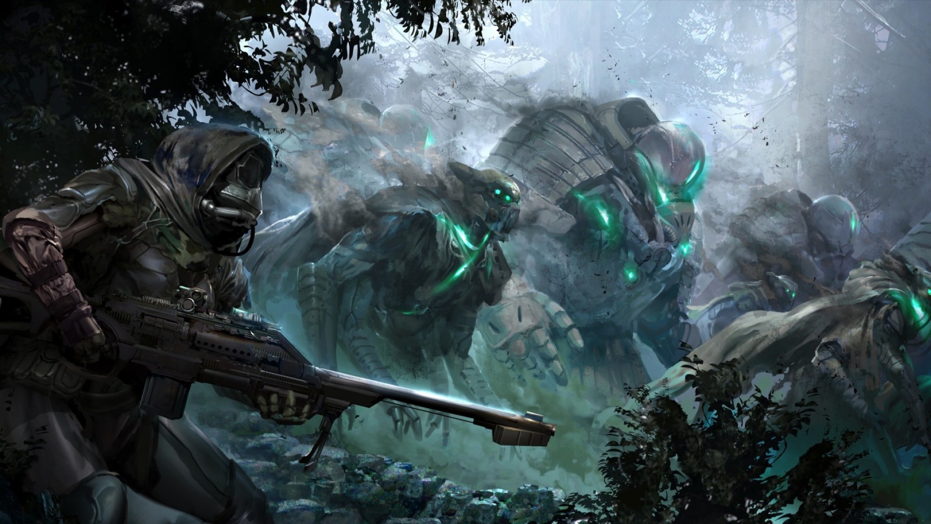 Destiny, Cacciatore, Vex, Fucile, Foresta, Full HD, sfondo per PC