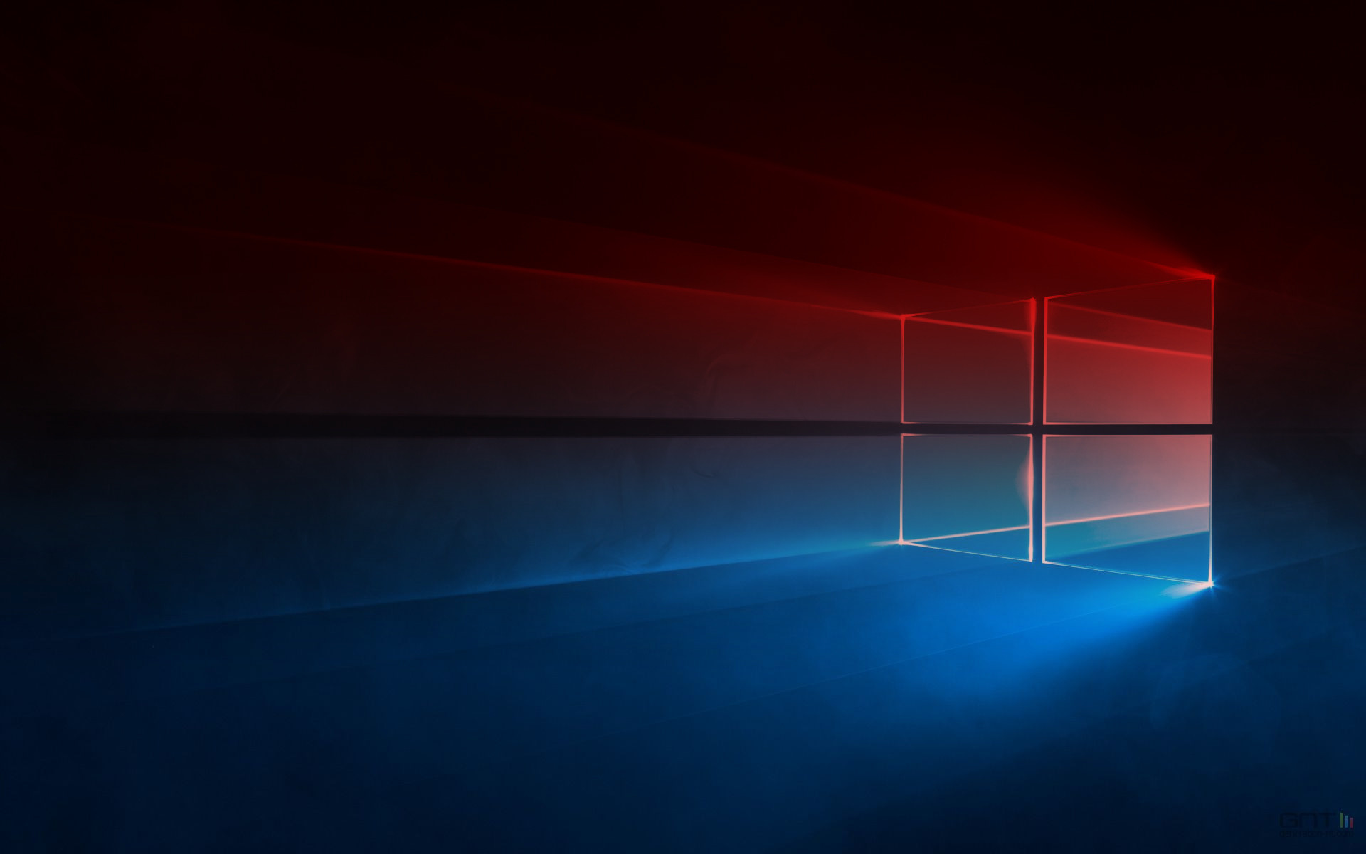 Windows 10, Logo Windows, Rosso e blu, Sfondo nero, Full HD, wallpaper per computer