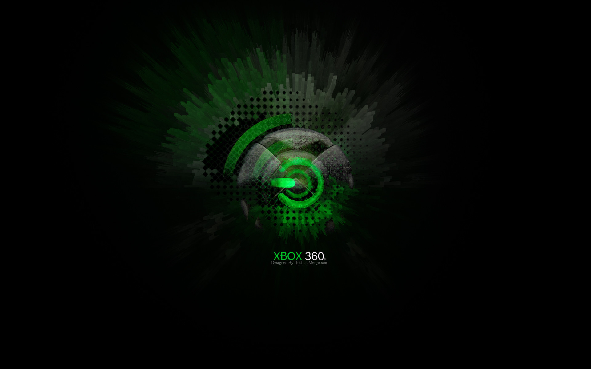 Xbox 360, Logo, Verde, Sfondo nero, 16:10 Full HD, wallpaper widescreen