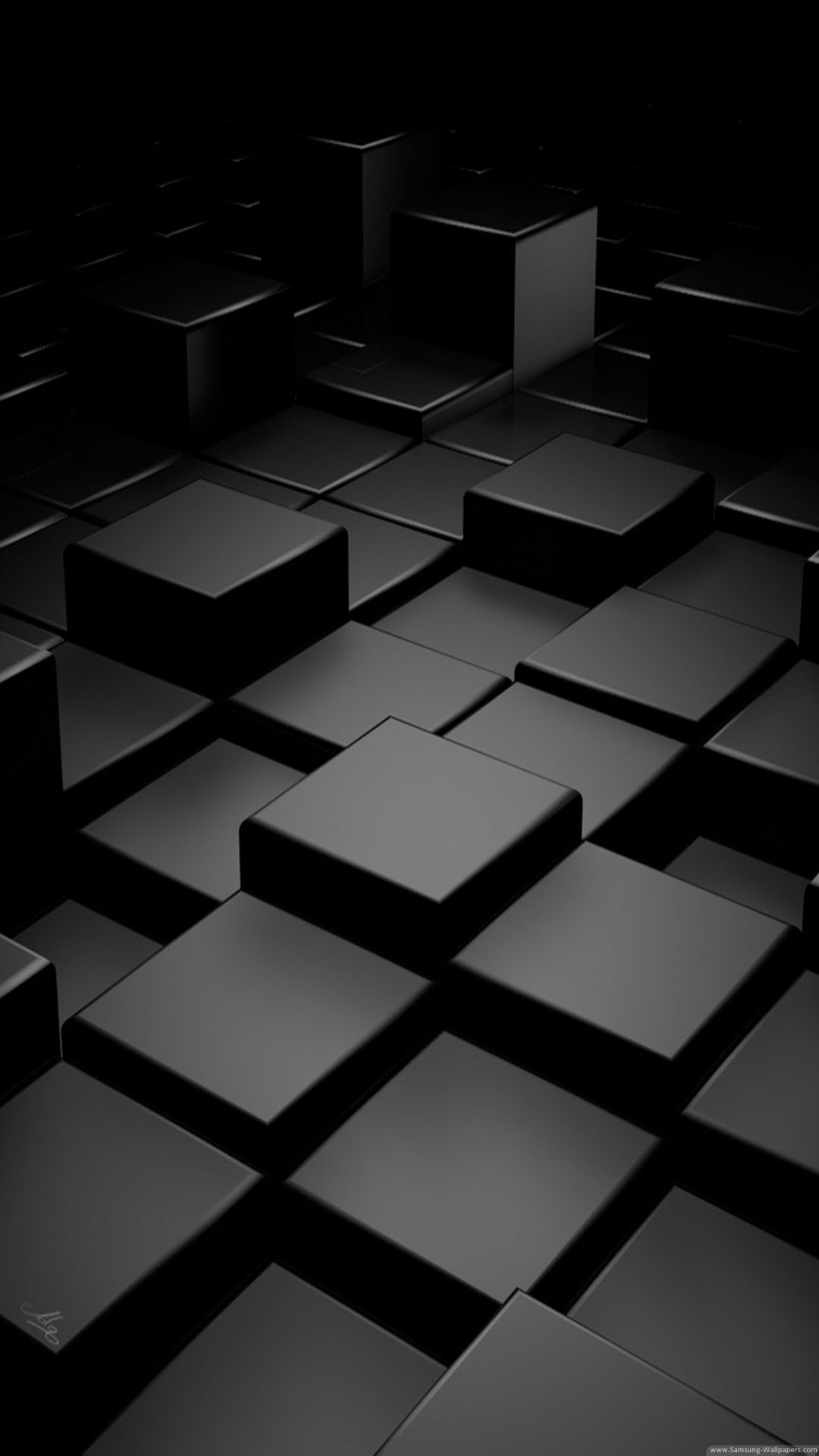 Cubi 3D, Sfondo nero, Geometrico, Full HD, schermata di blocco Samsung S7