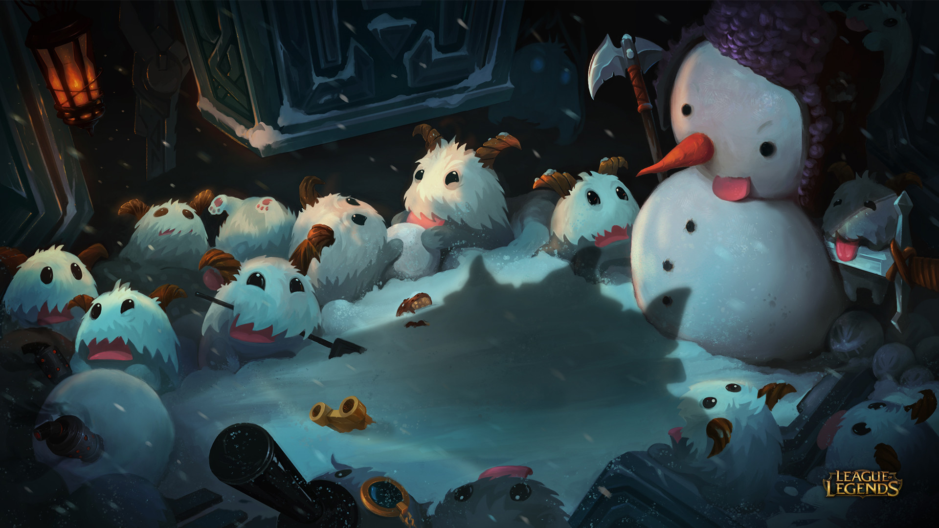 Poro, League of Legends, Pupazzo di neve, Inverno, 1920x1080, sfondo per PC