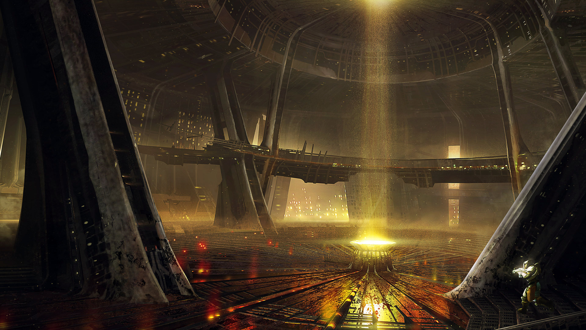 Destiny, Interno, Luce dorata, Arte concettuale, Full HD, sfondo per PC