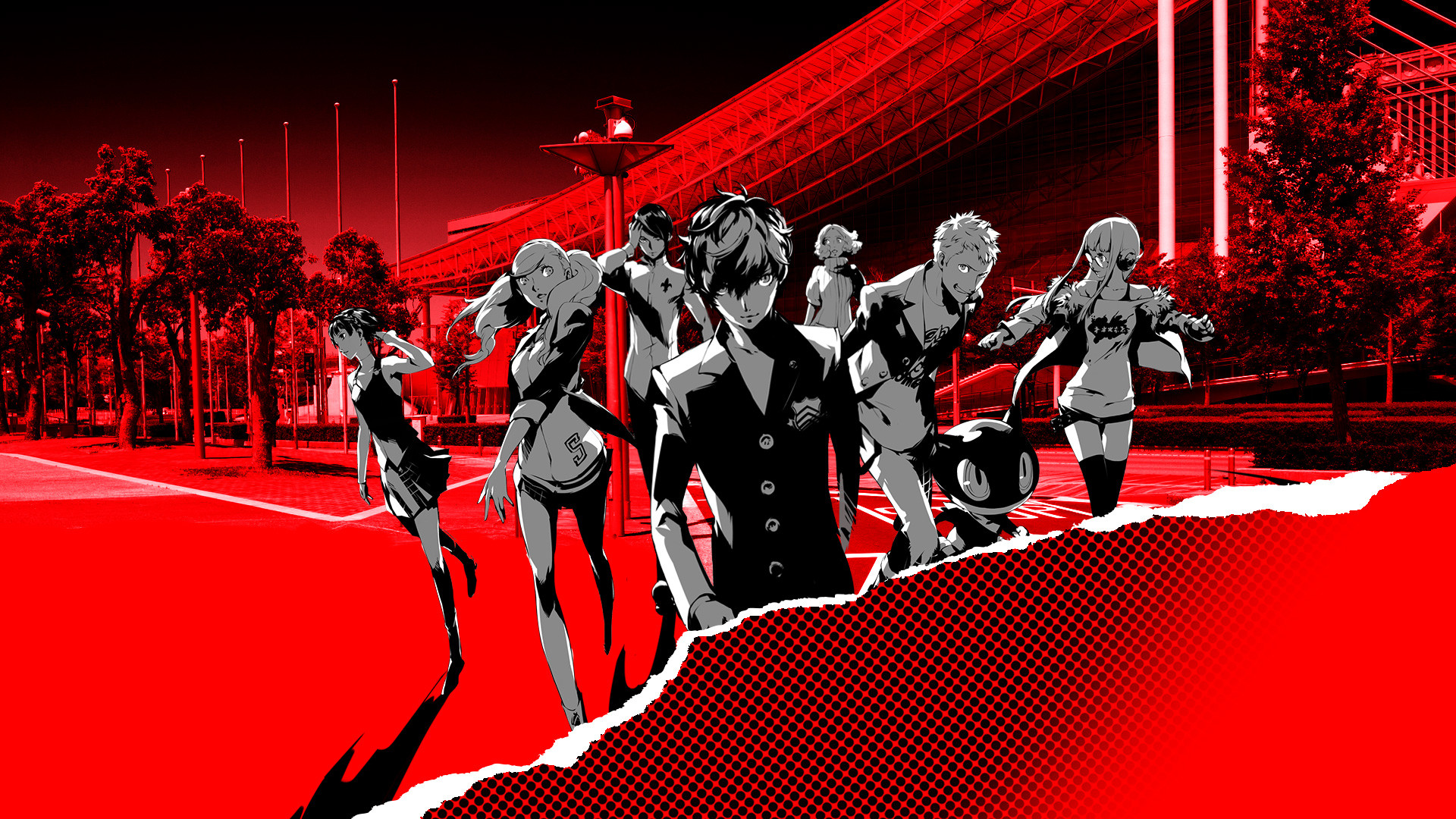 Phantom Thieves, Persona 5, Città, Rosso, 1920x1080, sfondo per PC