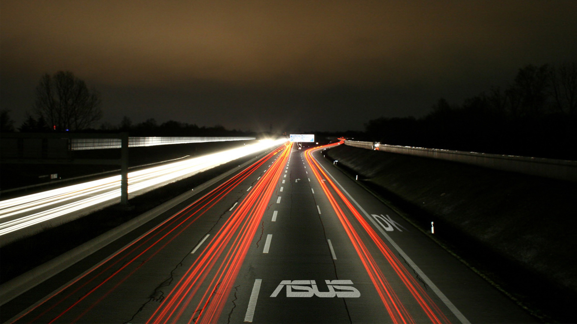 ASUS, Autostrada, Scie luminose, Lunga esposizione, Notte, Full HD, sfondo per PC e portatile