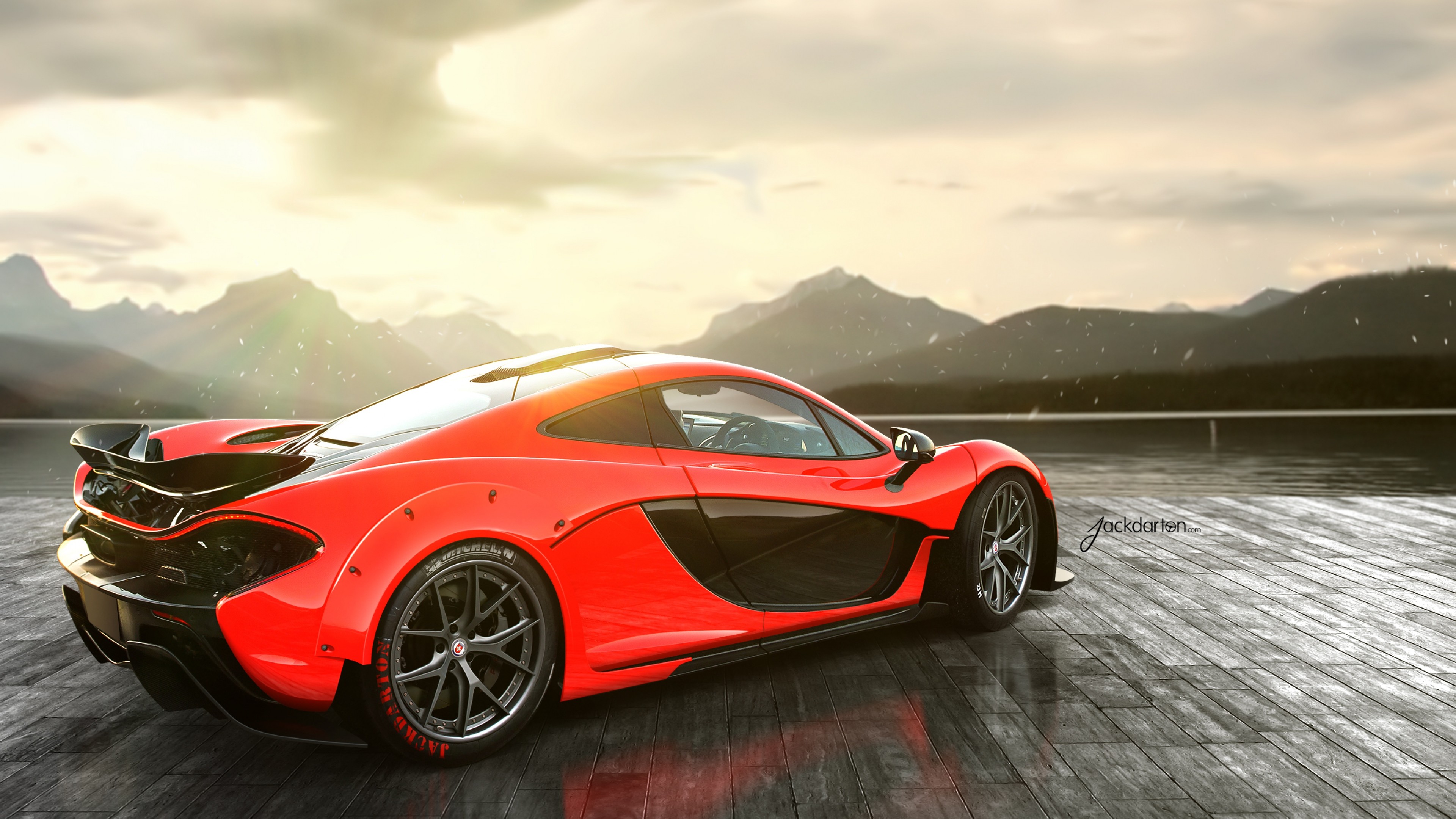 McLaren P1, Rosso, Montagne, Hypercar, 4K, sfondo per PC