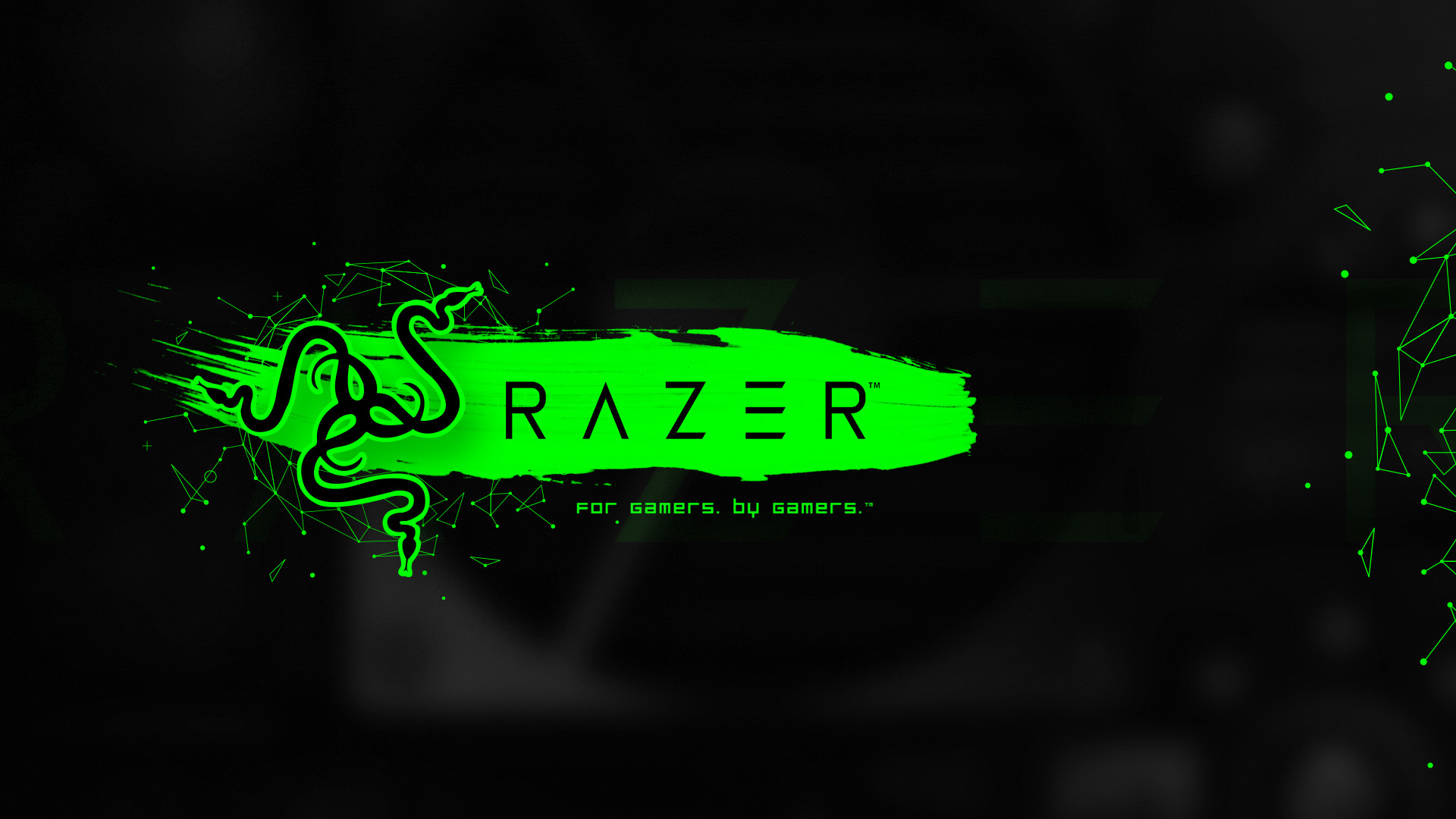 Razer, Logo Razer, Pennellata verde, For Gamers. By Gamers., Full HD 1080p, sfondo desktop