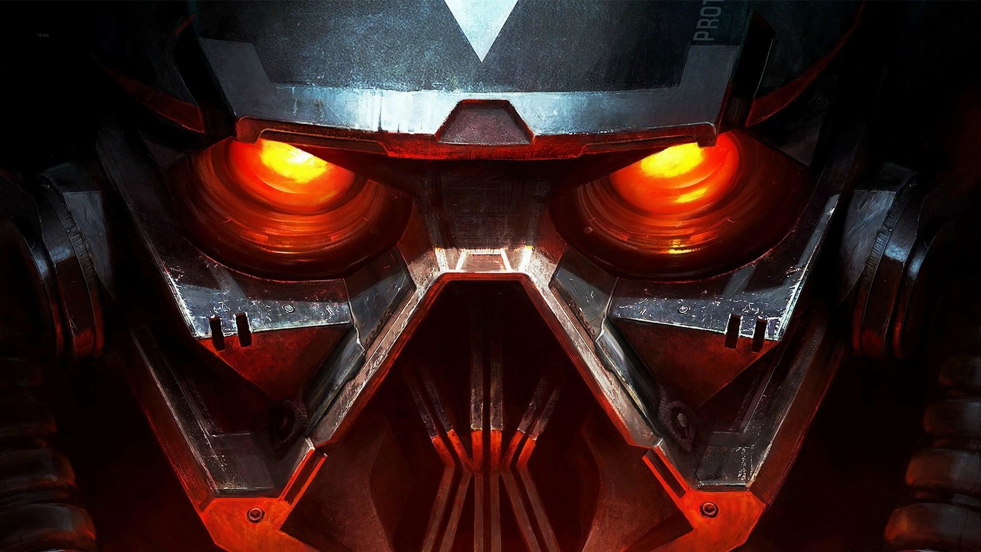 Killzone, Helghast, Maschera, Occhi rossi, 16:9 Full HD, sfondo widescreen