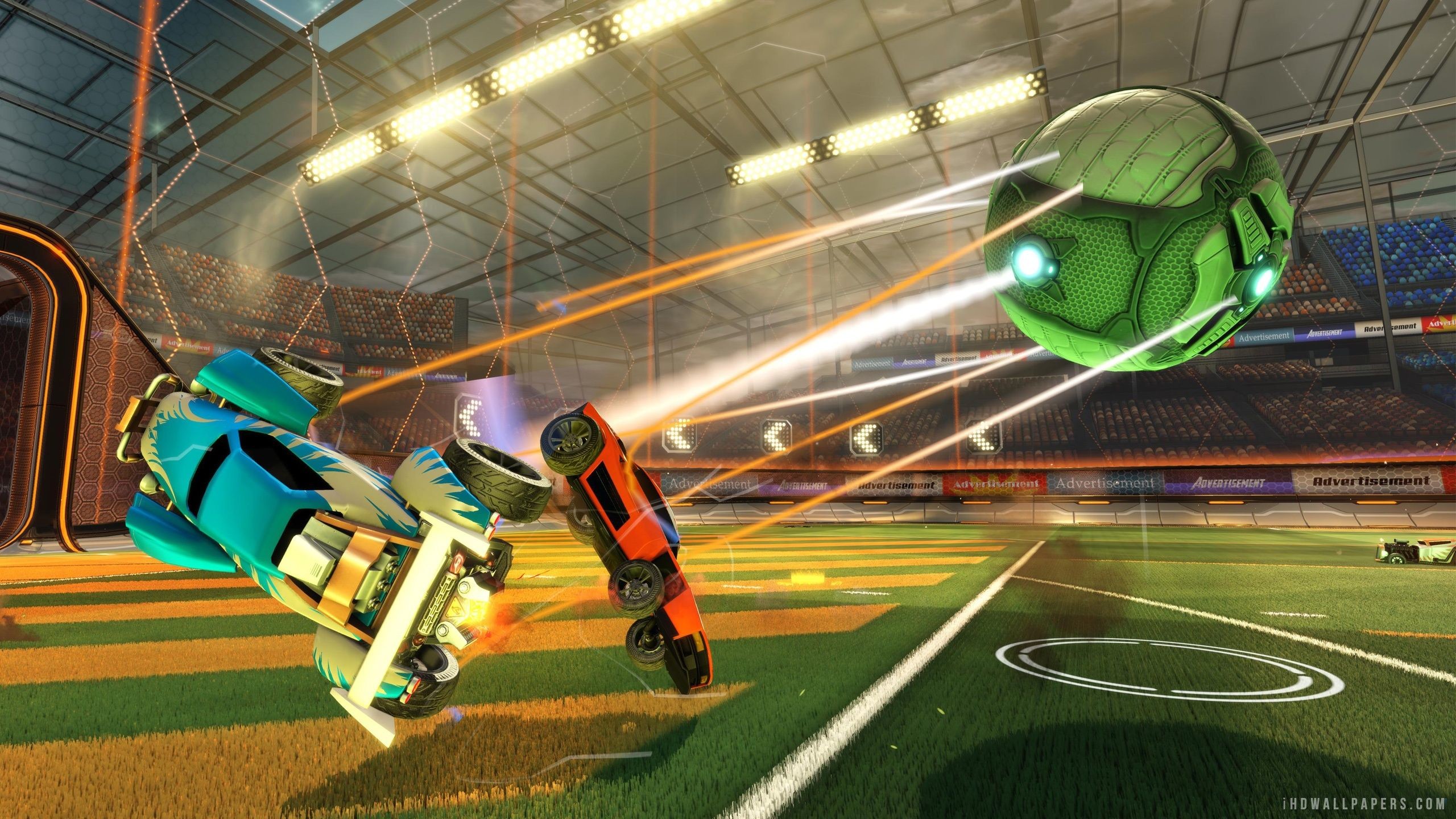 Rocket League, Pallone, Octane, Auto, Stadio, 16:9 2K, sfondo widescreen
