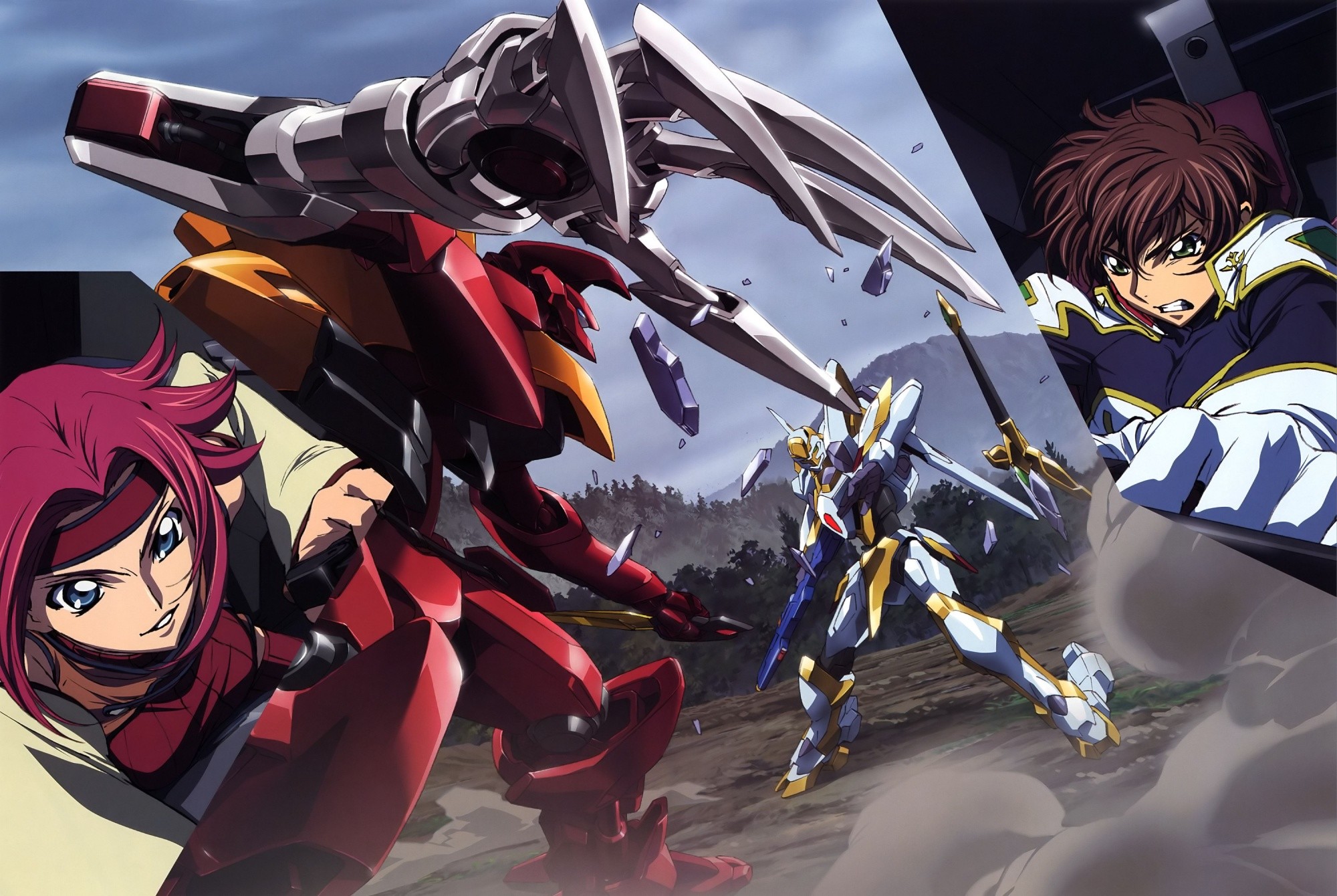 Kallen Kozuki, Suzaku Kururugi, Lancelot, Guren, Code Geass, Mecha, sfondo Full HD per PC