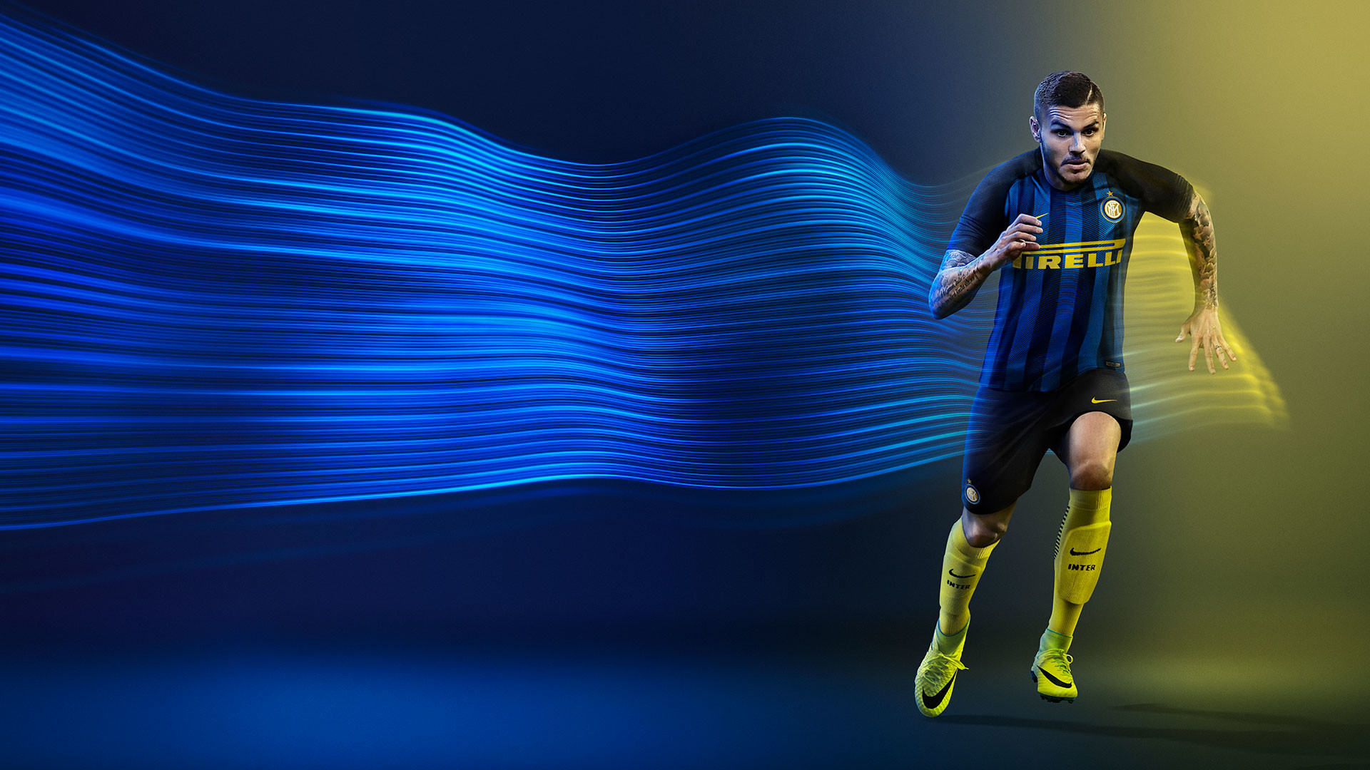 Mauro Icardi, Inter, Onde blu, Arte digitale, 1920x1080, immagine di sfondo