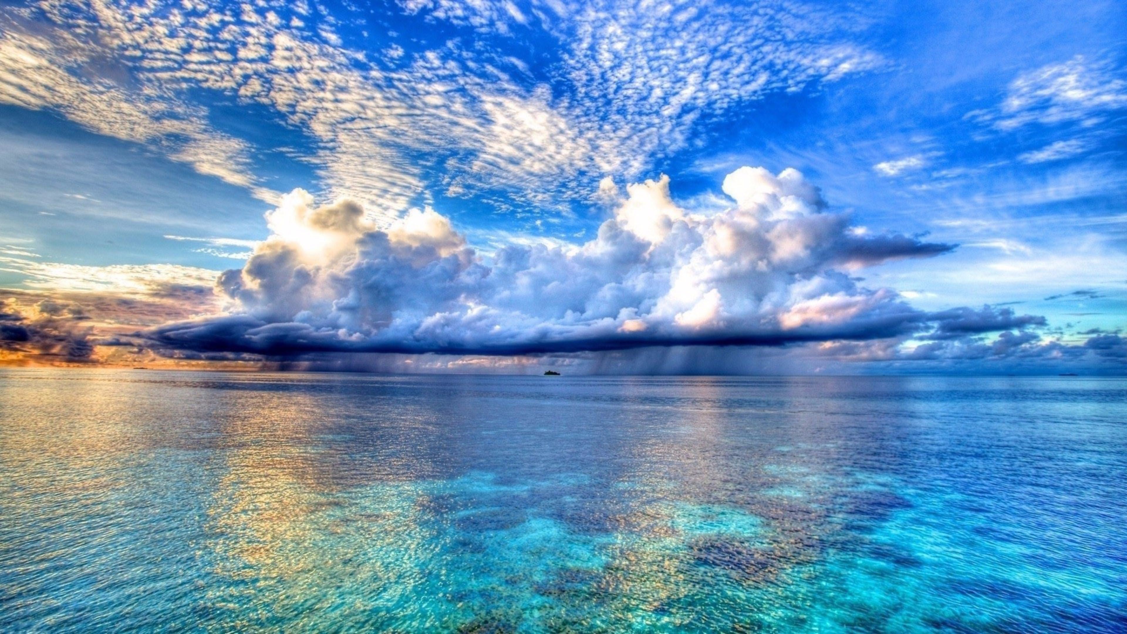 Nuvole, Mare, Cielo blu, HDR, immagine di sfondo PC