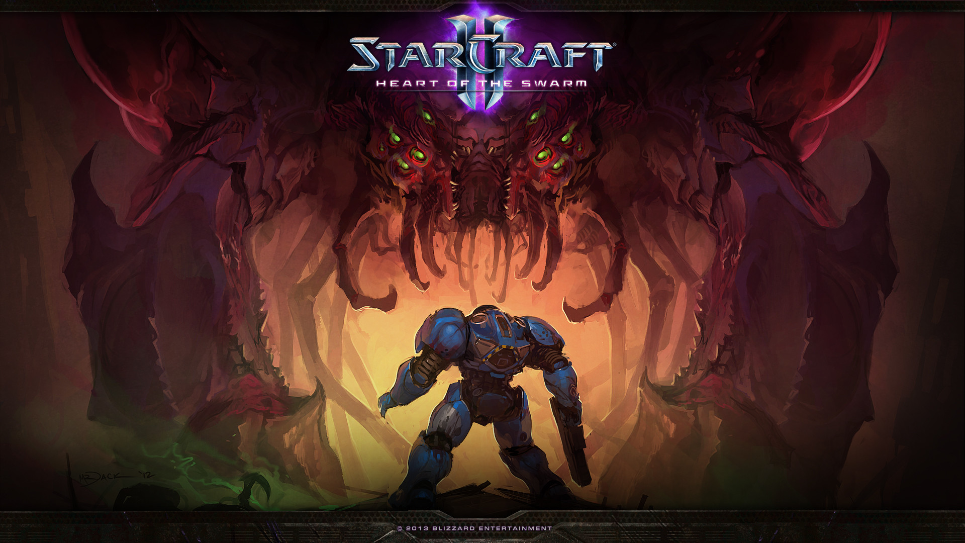 StarCraft II: Heart of the Swarm, Marine terrestre, Zerg, Logo, Rosso, wallpaper Windows 11
