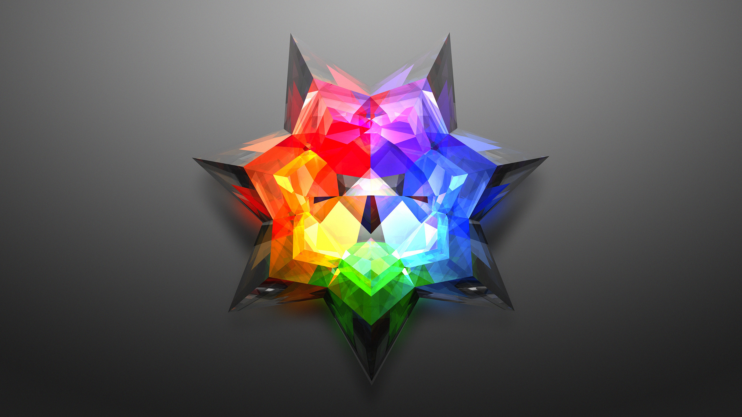 Astratto, Arcobaleno, Stella, Low poly, 2K, sfondo per portatile