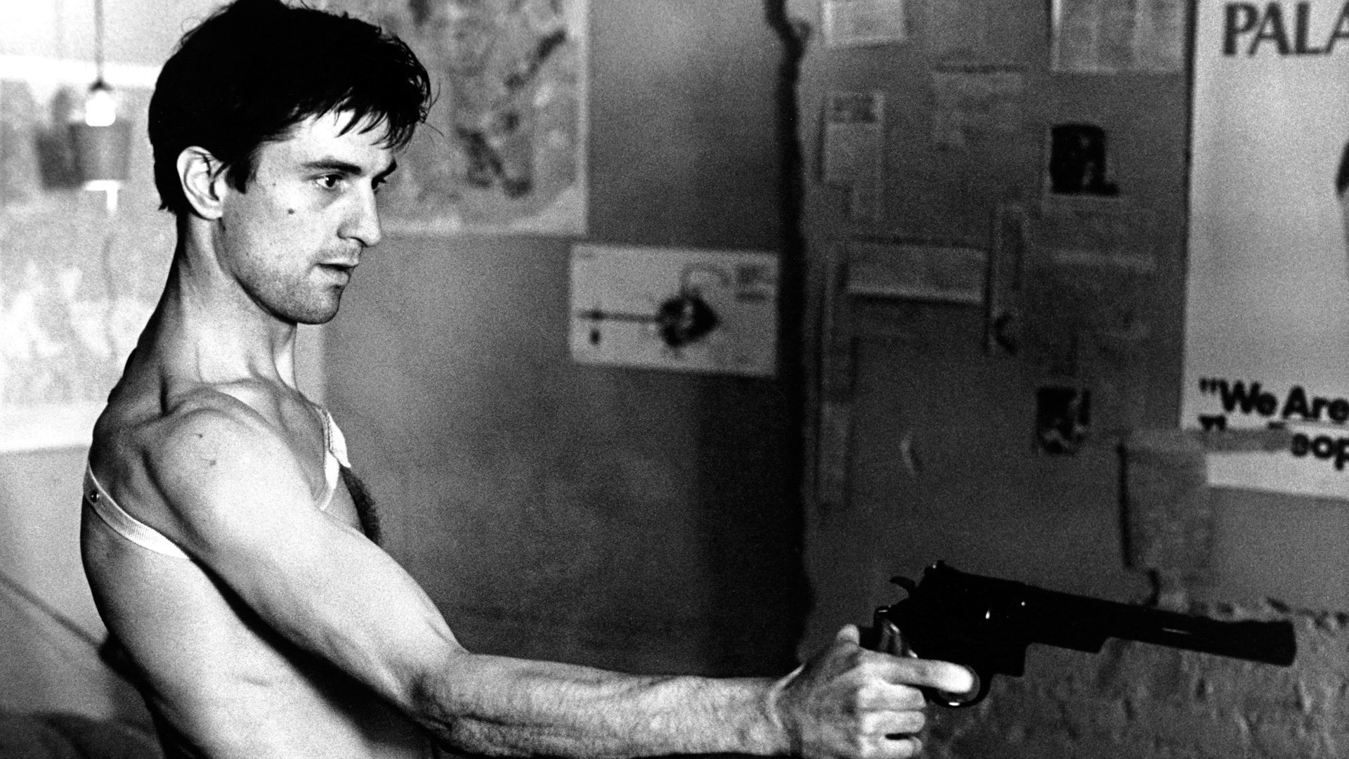 Taxi Driver, Robert De Niro, Travis Bickle, Bianco e nero, 16:9 Full HD, sfondo widescreen